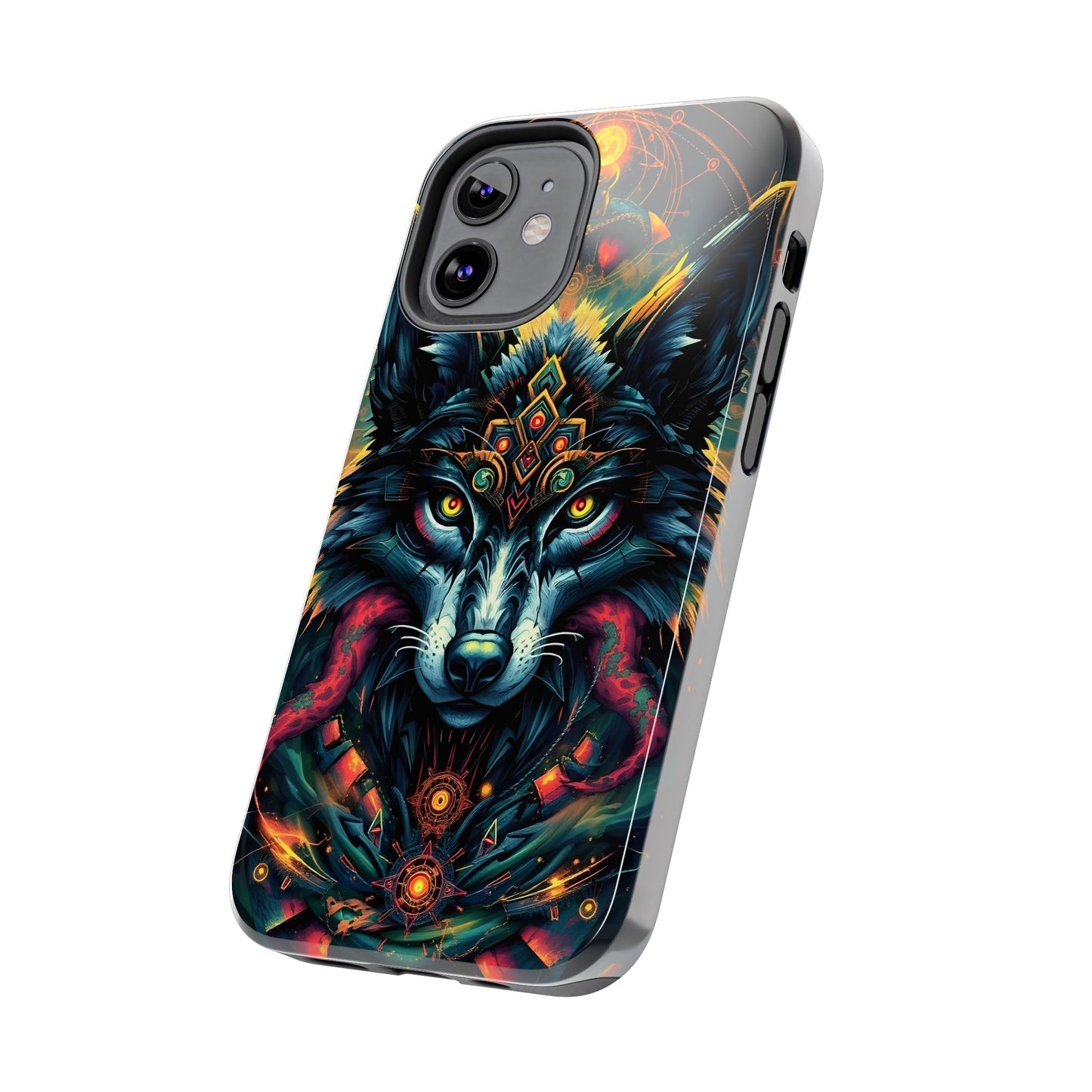 Vibrant Mystical Wolf Art Tough Phone Case - Durable & Unique Design for Animal Lovers - for iPhone