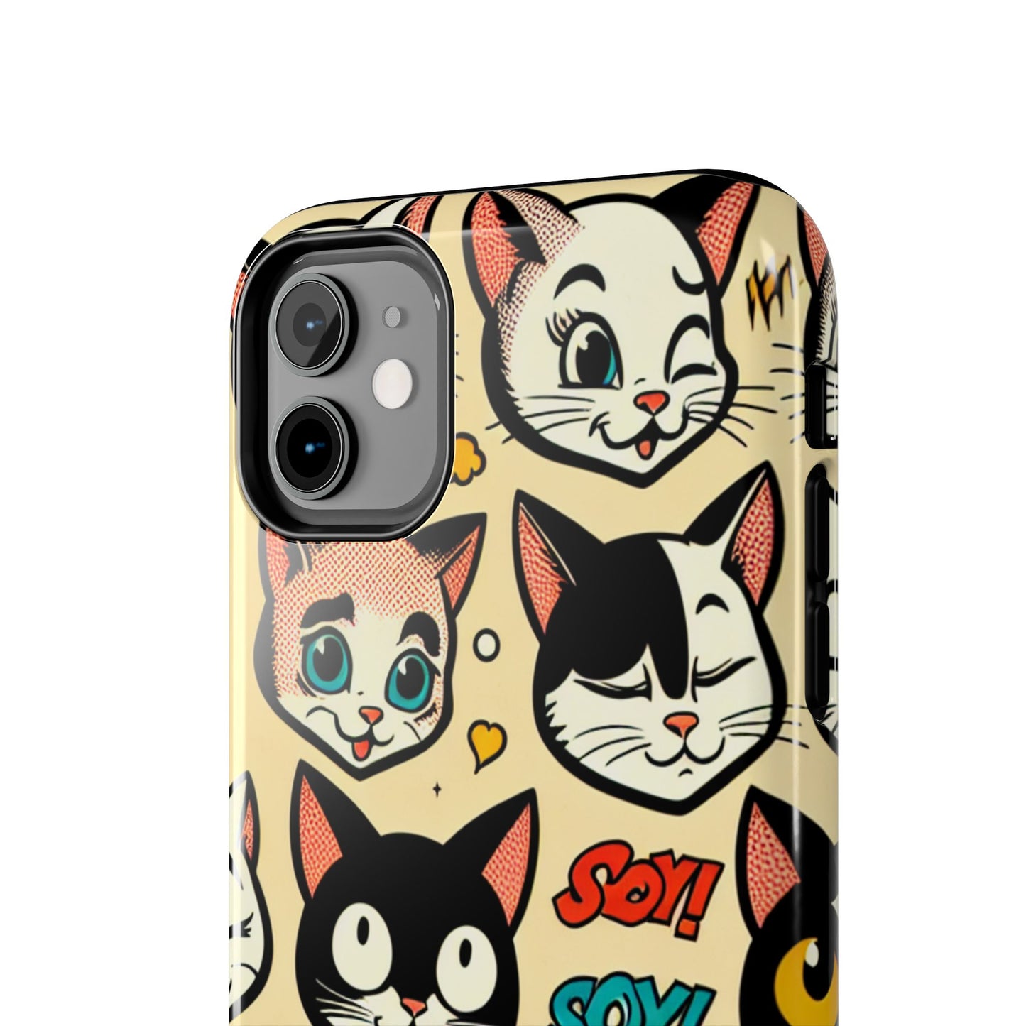 Playful Cat-Themed Tough Phone Case - Pet Pattern - for iPhone