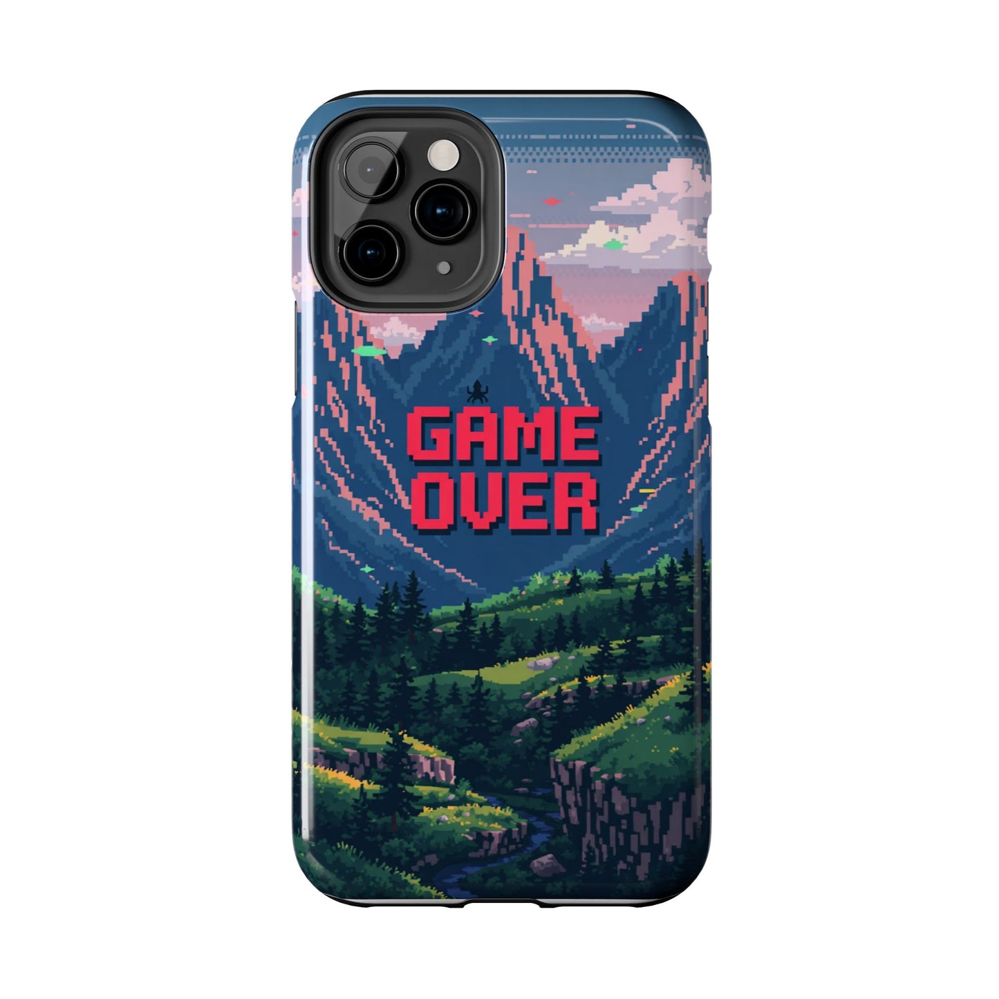 Pixel Art Tough Phone Case - 'Game Over' Design for Gamers
