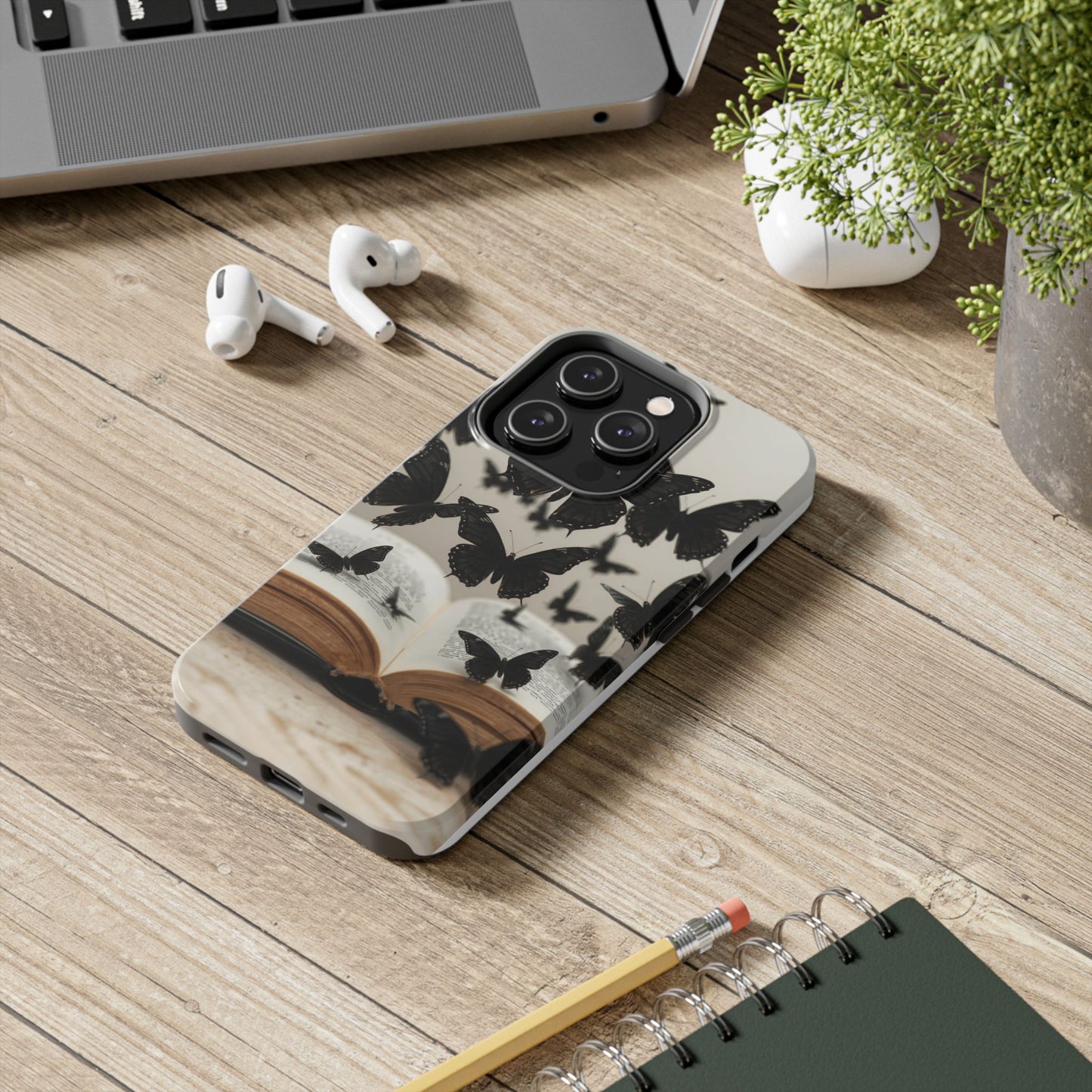 Butterfly Magic Tough Phone Case - Literary Design for Book Lovers