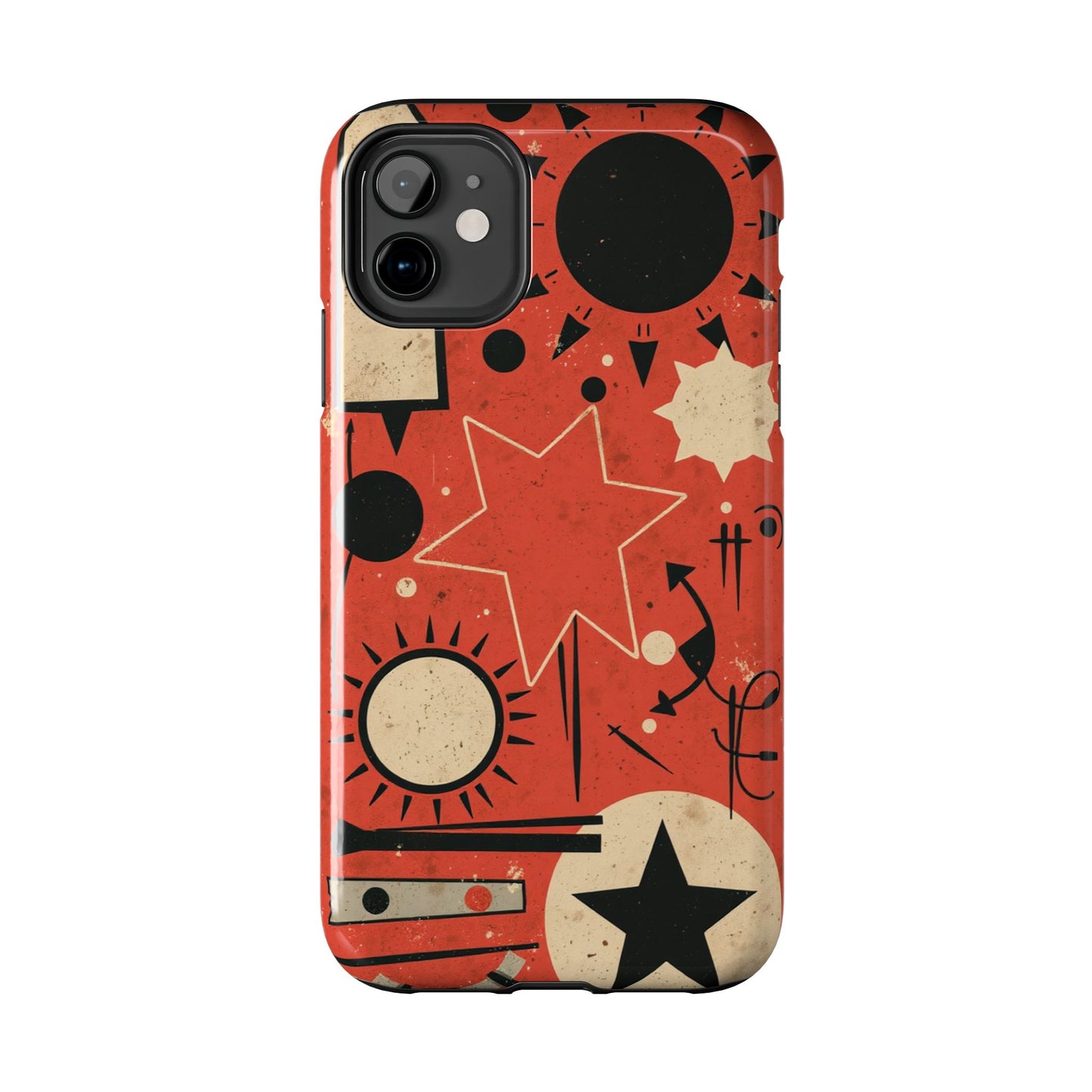Retro Bold Tough Phone Case - Unique Geometric Design - for iPhone