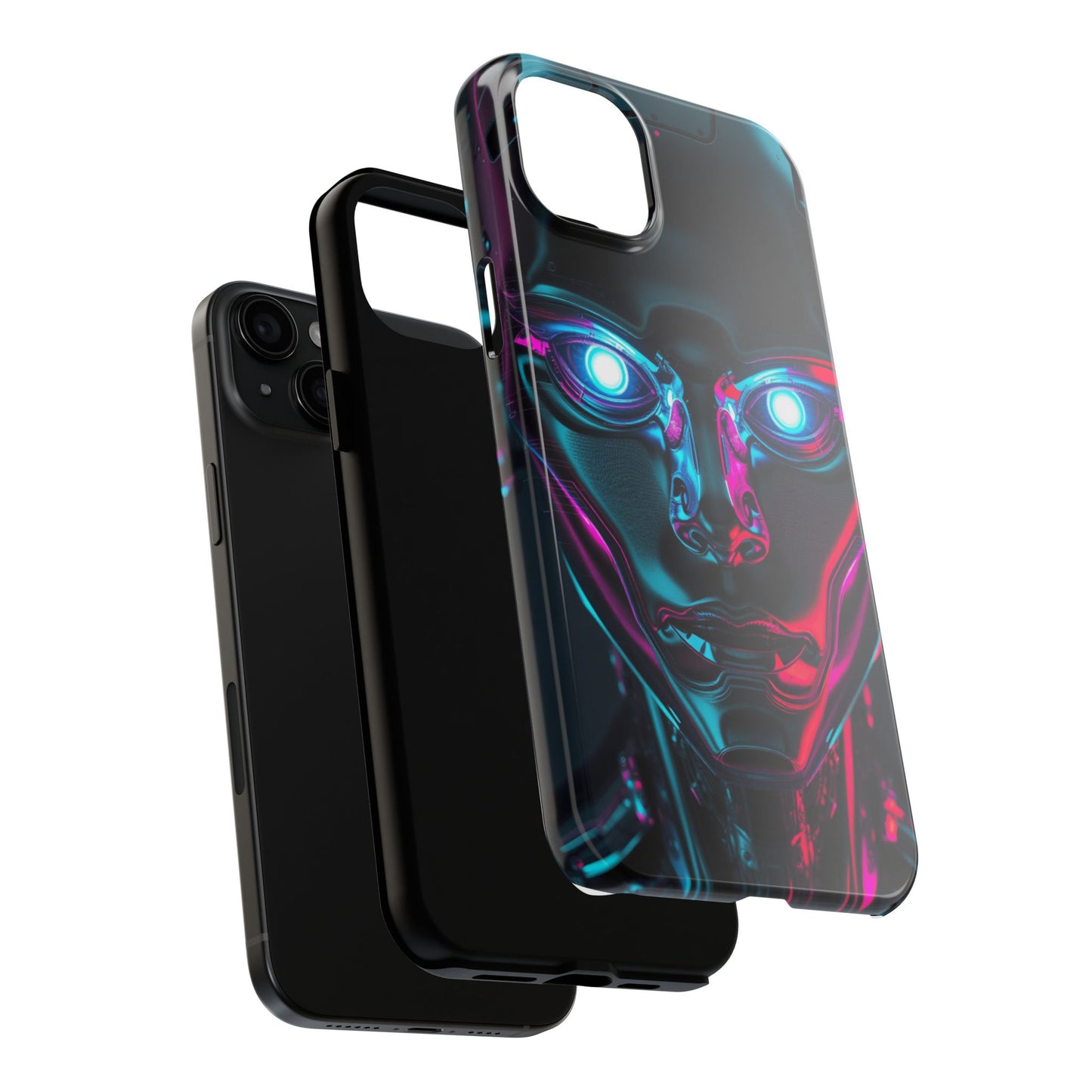 Futuristic Phone Case, Tough Phone Cover, Cyberpunk Style, Robot Design, Gift for Tech Lovers, Unique Phone Accessories