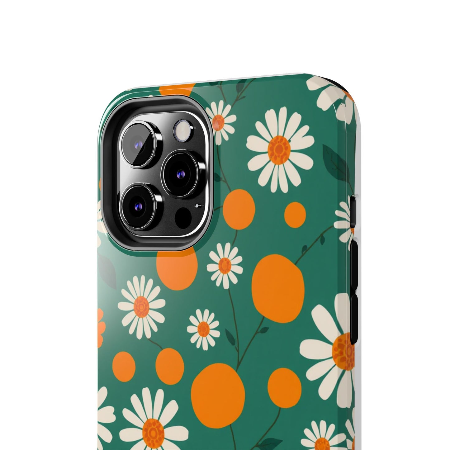 Floral Tough Phone Case - Daisy & Orange Design