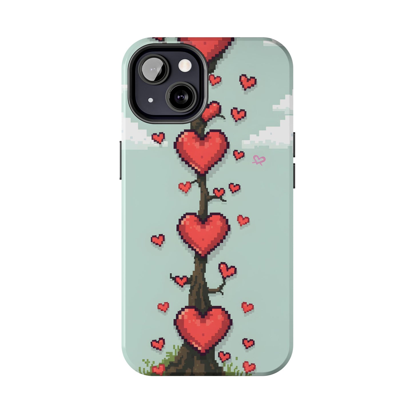 Pixelated Love Hearts Tree | Tough Phone Case - Cute Design - for iPhone