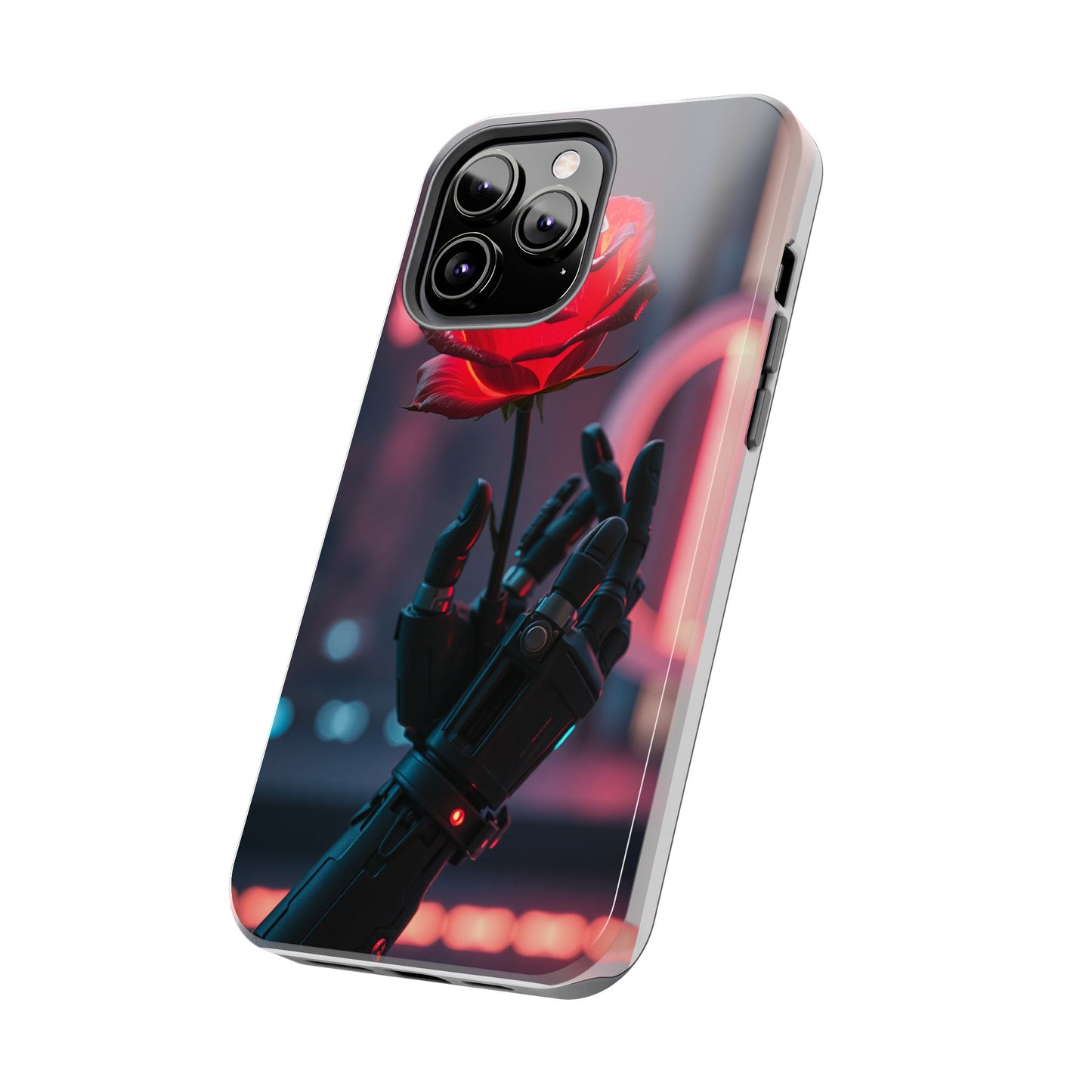 Futuristic Tough Phone Case with Robotic Rose Design | Durable Protection
