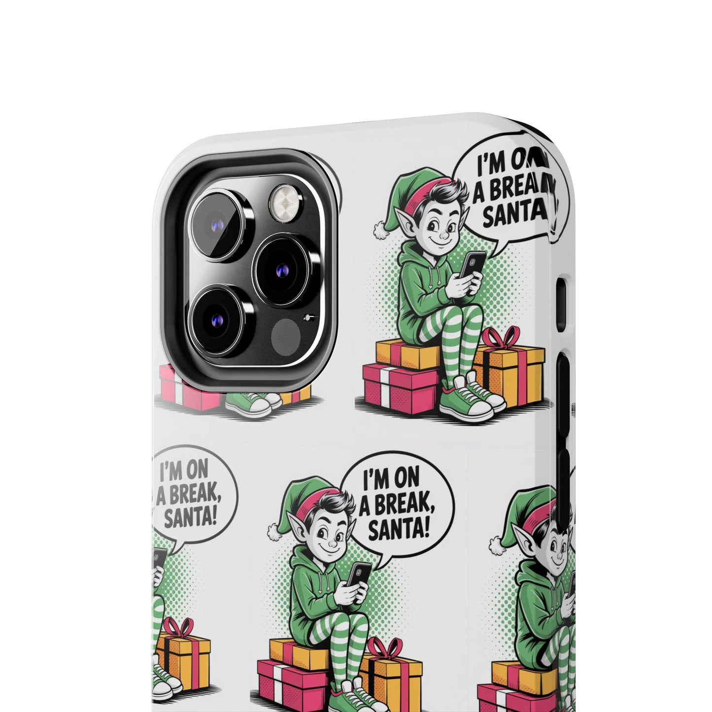 Christmas Elf Tough Phone Case - I'm on a Break, Santa Pattern!
