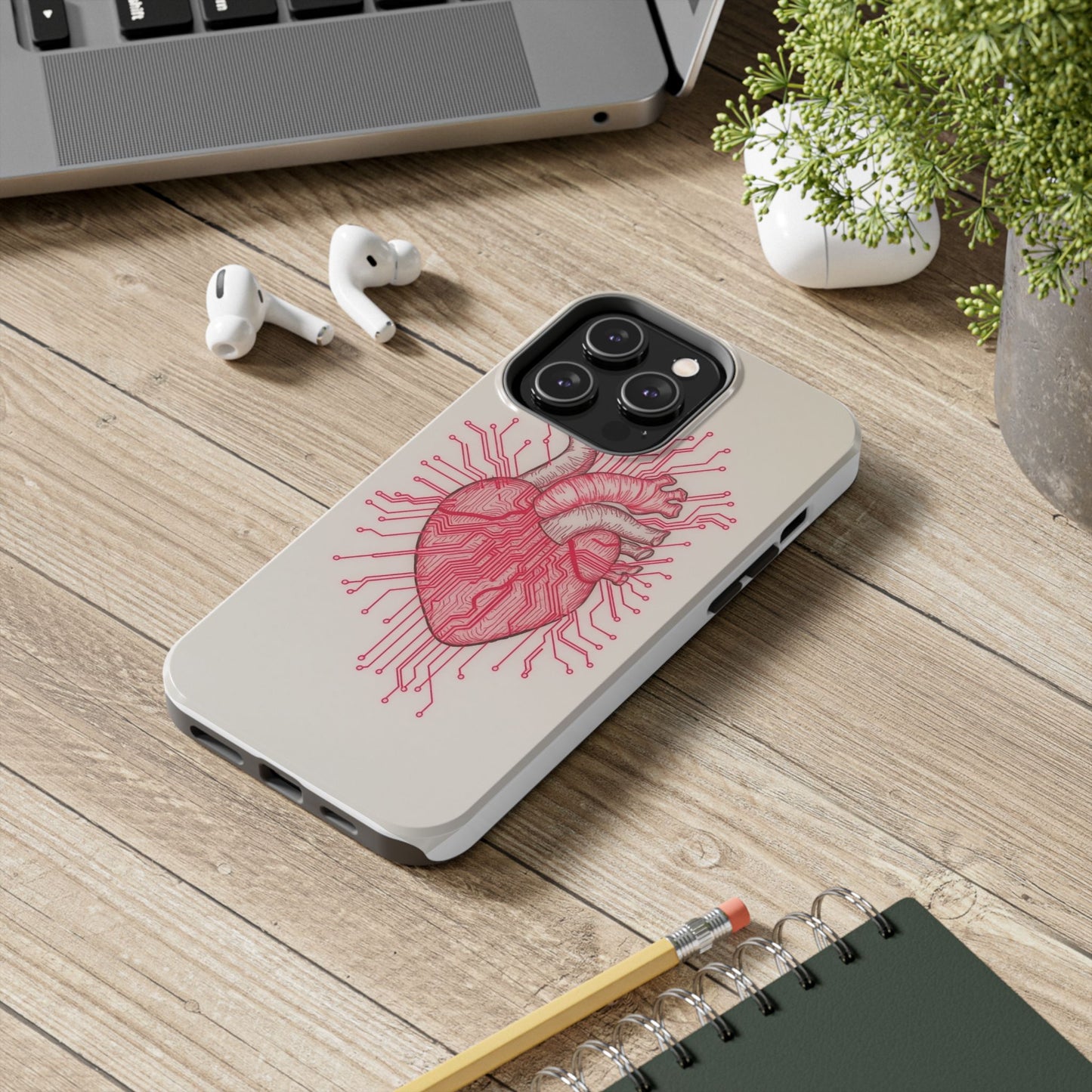 Heart Circuit Tough Phone Case – Unique Tech-Inspired Design for Tech Lovers