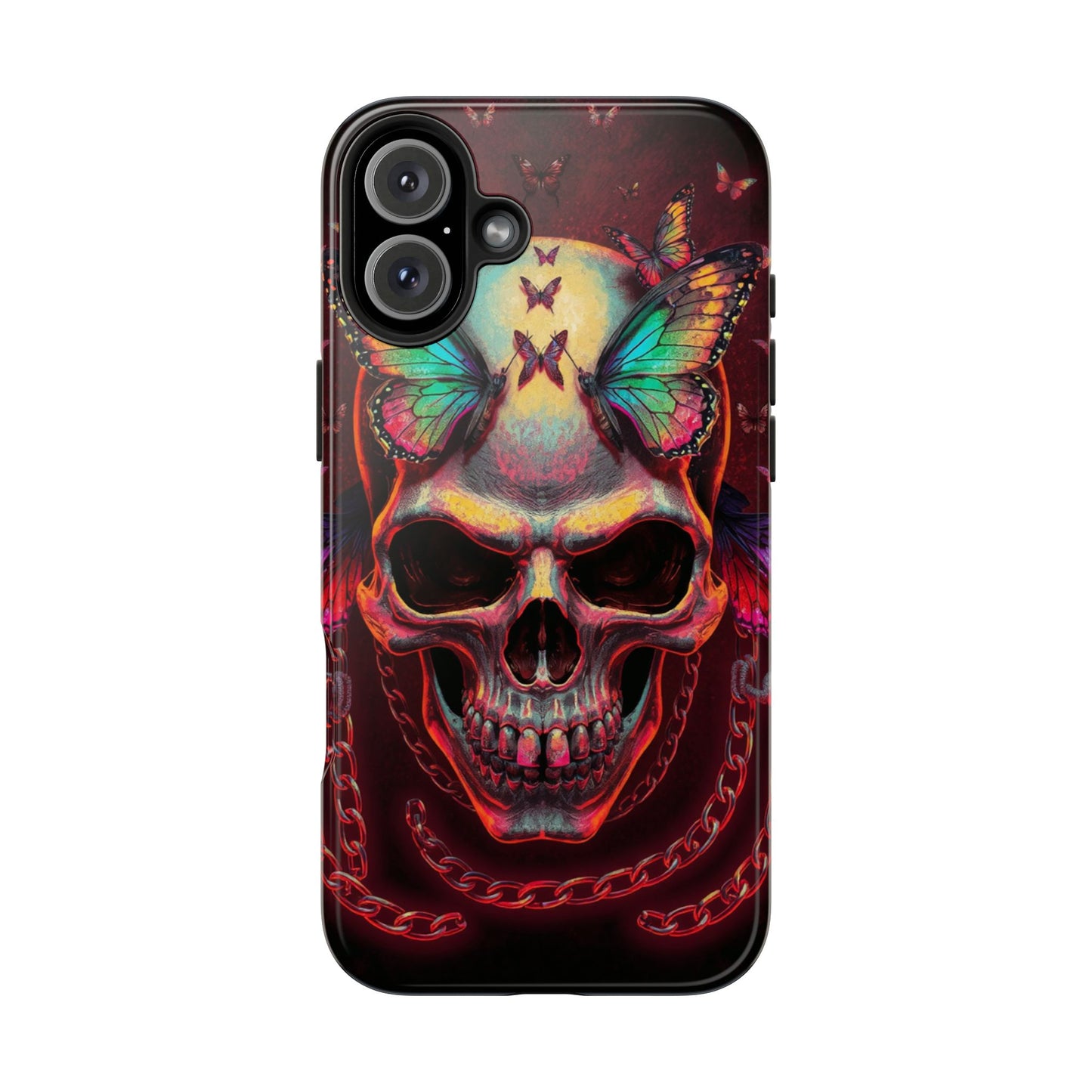 Gothic Skull Phone Case with Butterflies - Durable Tough Phone Case