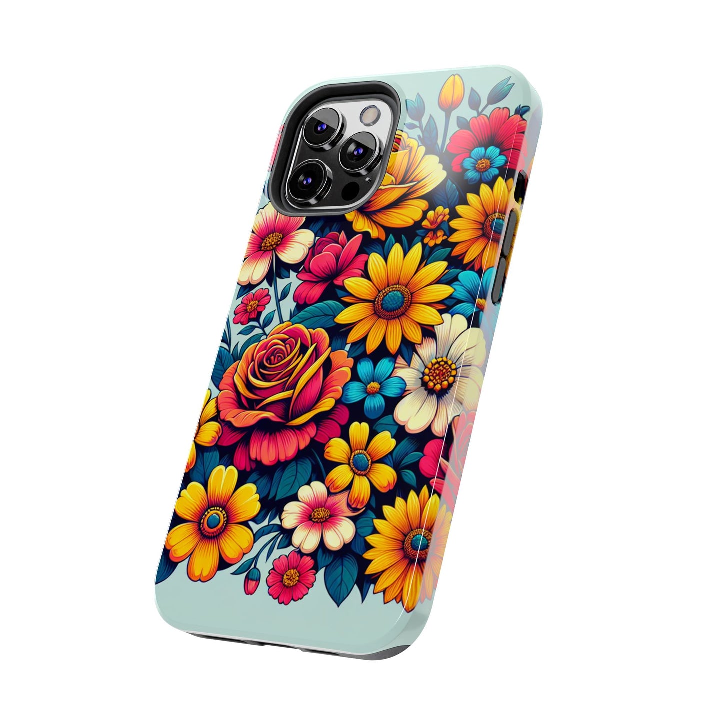 Vibrant Floral Tough Phone Case - Colorful Flower Design - for iPhone