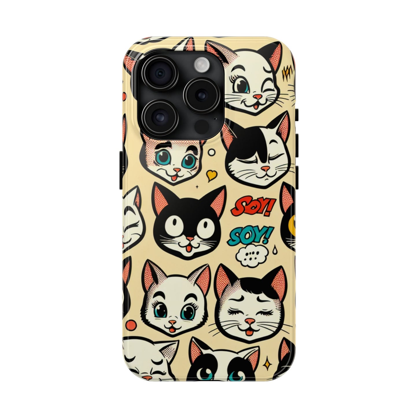 Playful Cat-Themed Tough Phone Case - Pet Pattern - for iPhone