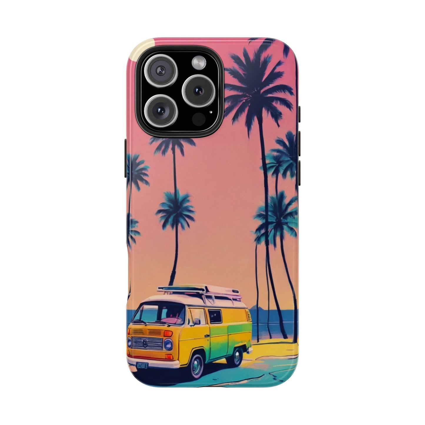 Tropical Beach Vibe Tough Phone Case - Vintage Van Design - for iPhone