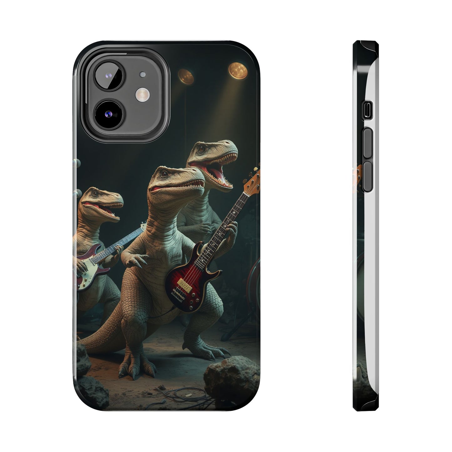 Rockin' Dinosaur Tough Phone Cases - Perfect for Music Lovers and Kids!