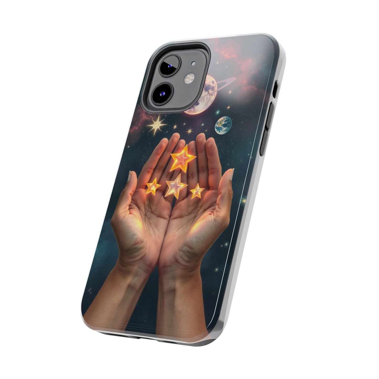 Galaxy Hands Tough Phone Case - Celestial Design for Star Lovers