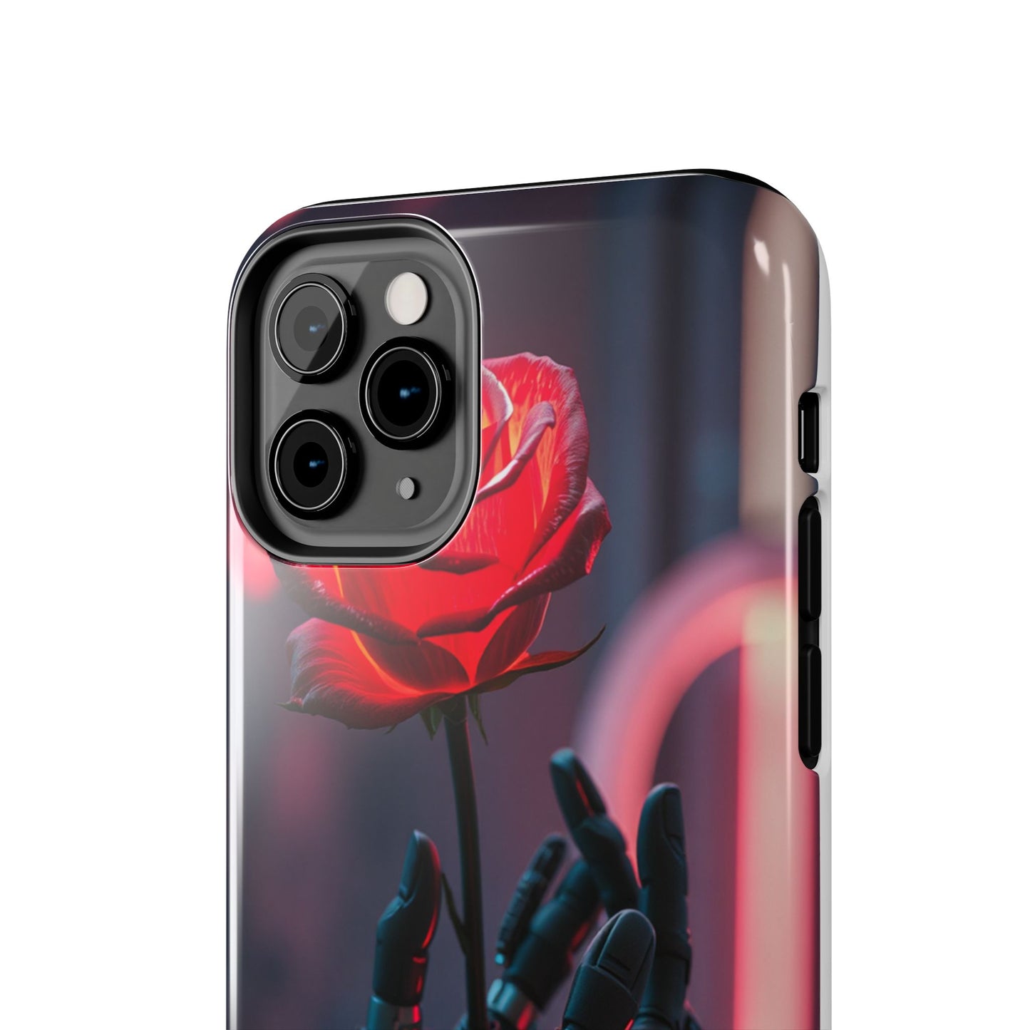 Futuristic Tough Phone Case with Robotic Rose Design | Durable Protection