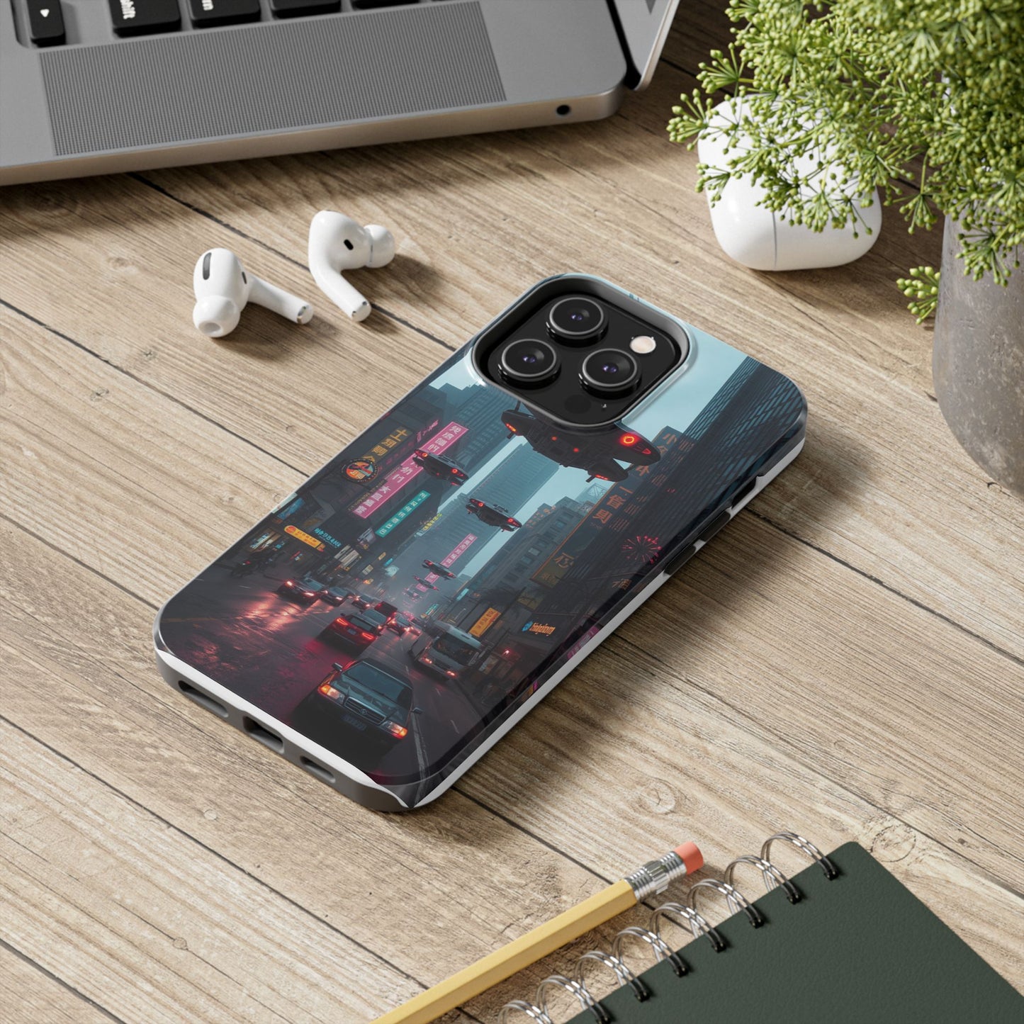 Futuristic City Tough Phone Case - Sci-Fi Design for Urban Explorers