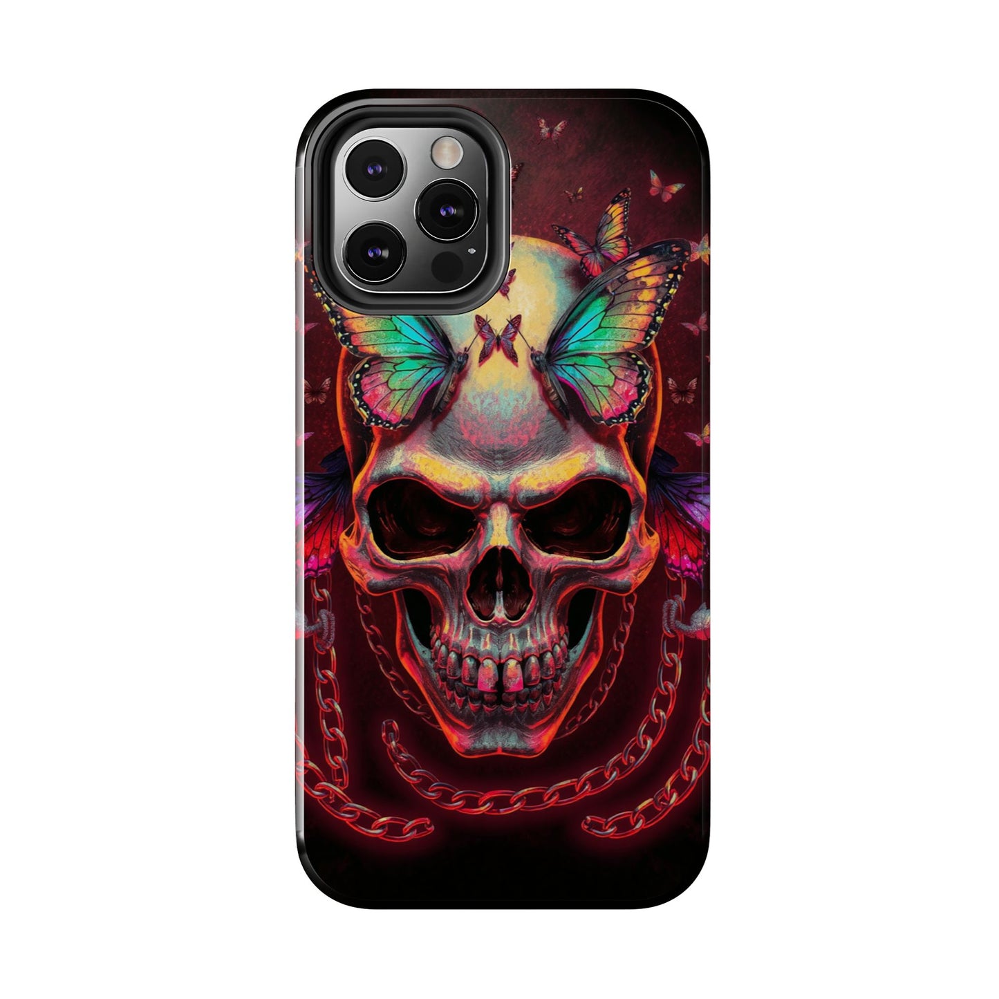Gothic Skull Phone Case with Butterflies - Durable Tough Phone Case