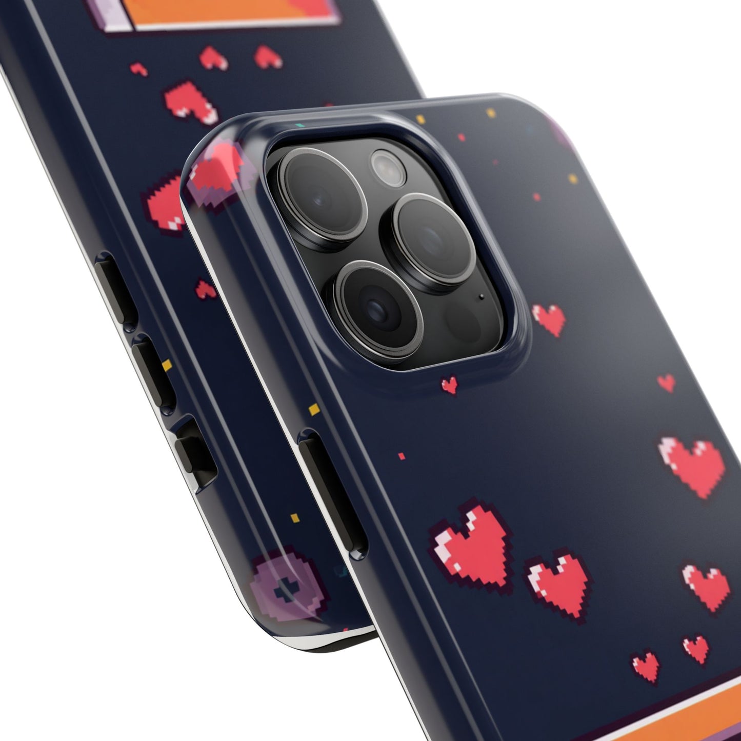 Pixel Heart Tough Phone Case - Retro Gamer Style for Valentine's Day
