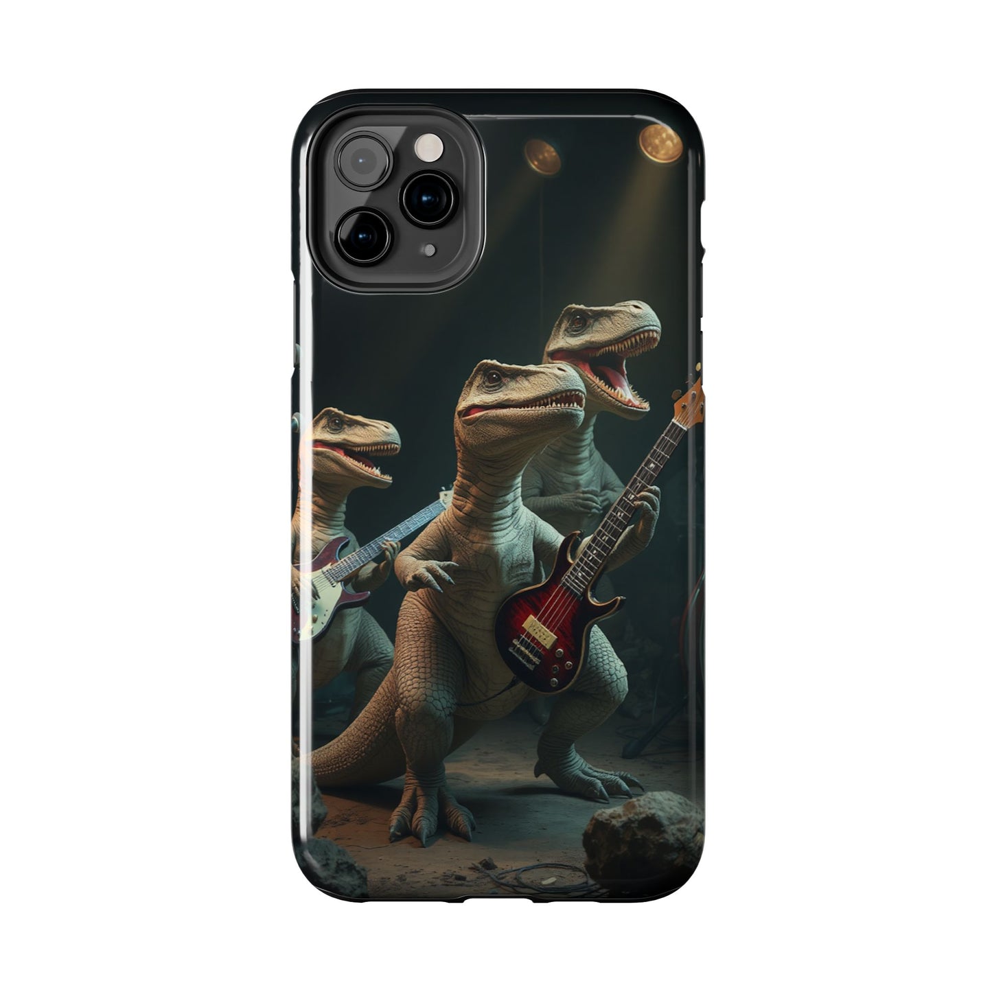 Rockin' Dinosaur Tough Phone Cases - Perfect for Music Lovers and Kids!