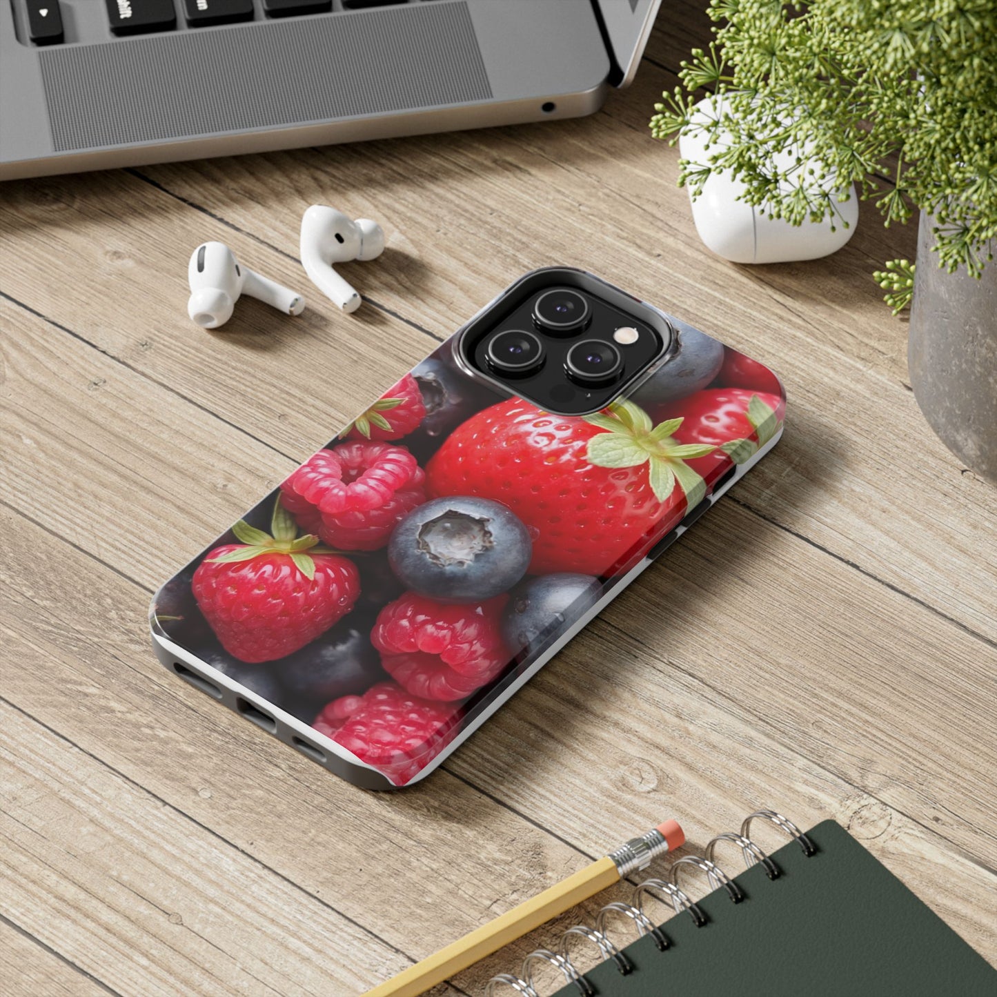 Fruit-Themed Tough Phone Case - Berry Burst Design