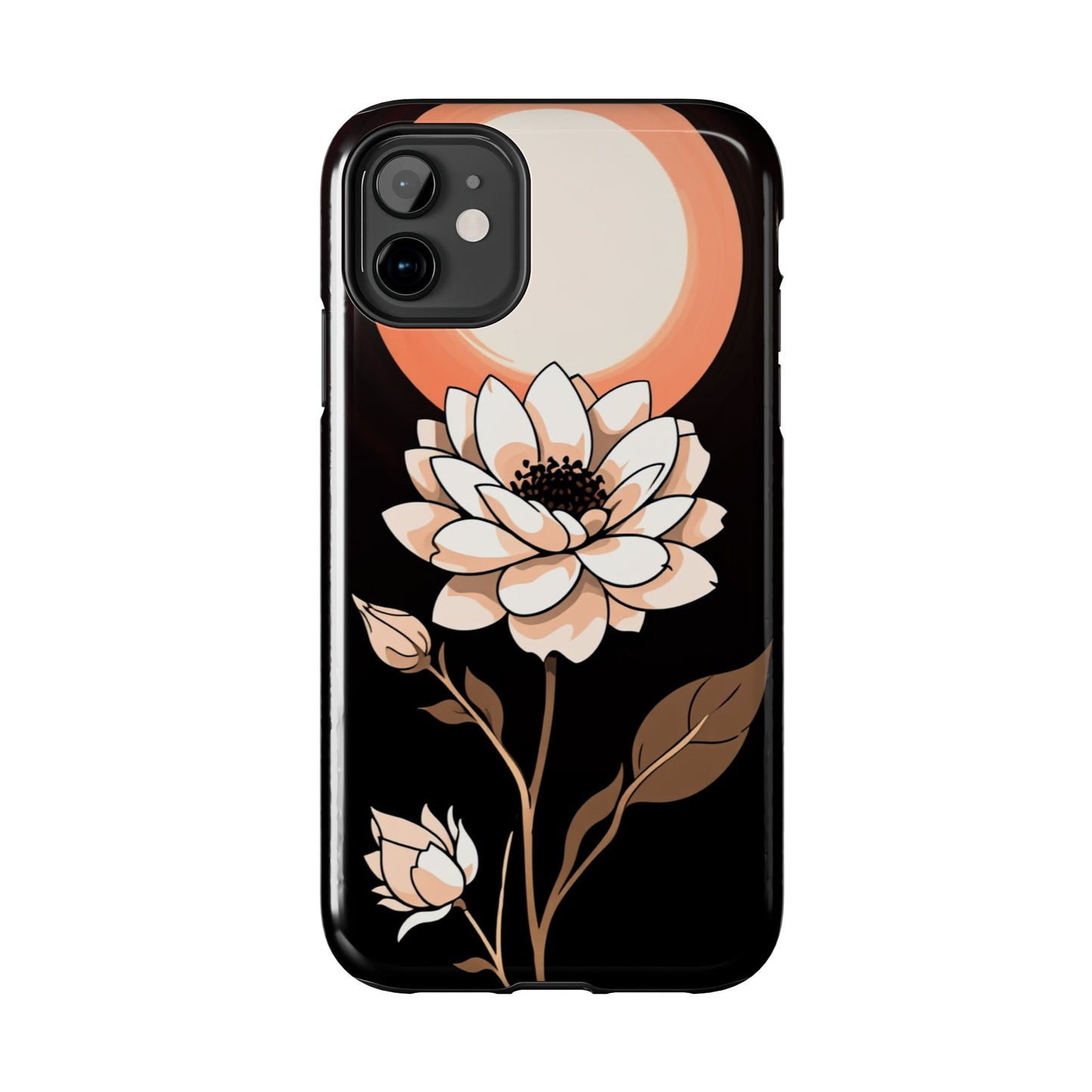 Elegant Contrast Floral Tough Phone Case - Stylish Protection for Your Device - for iPhone