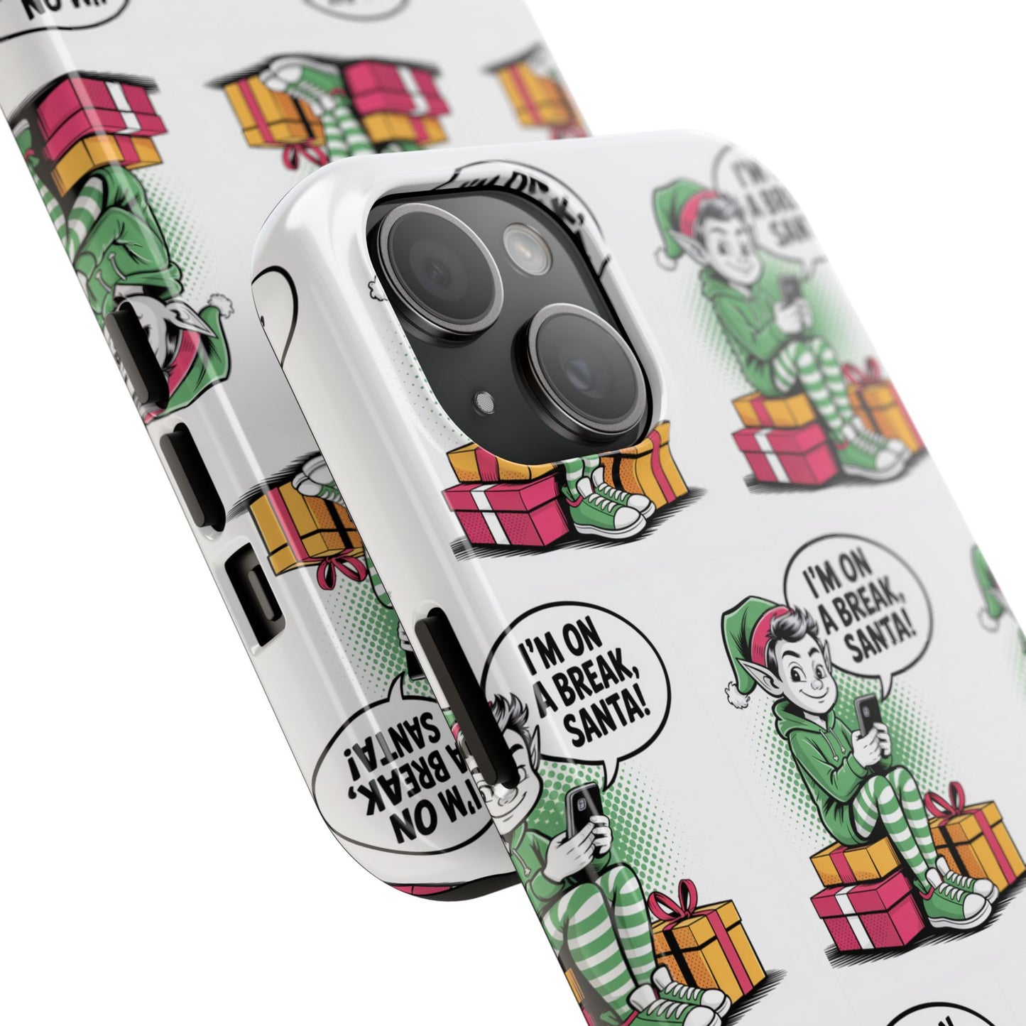 Christmas Elf Tough Phone Case - I'm on a Break, Santa Pattern!