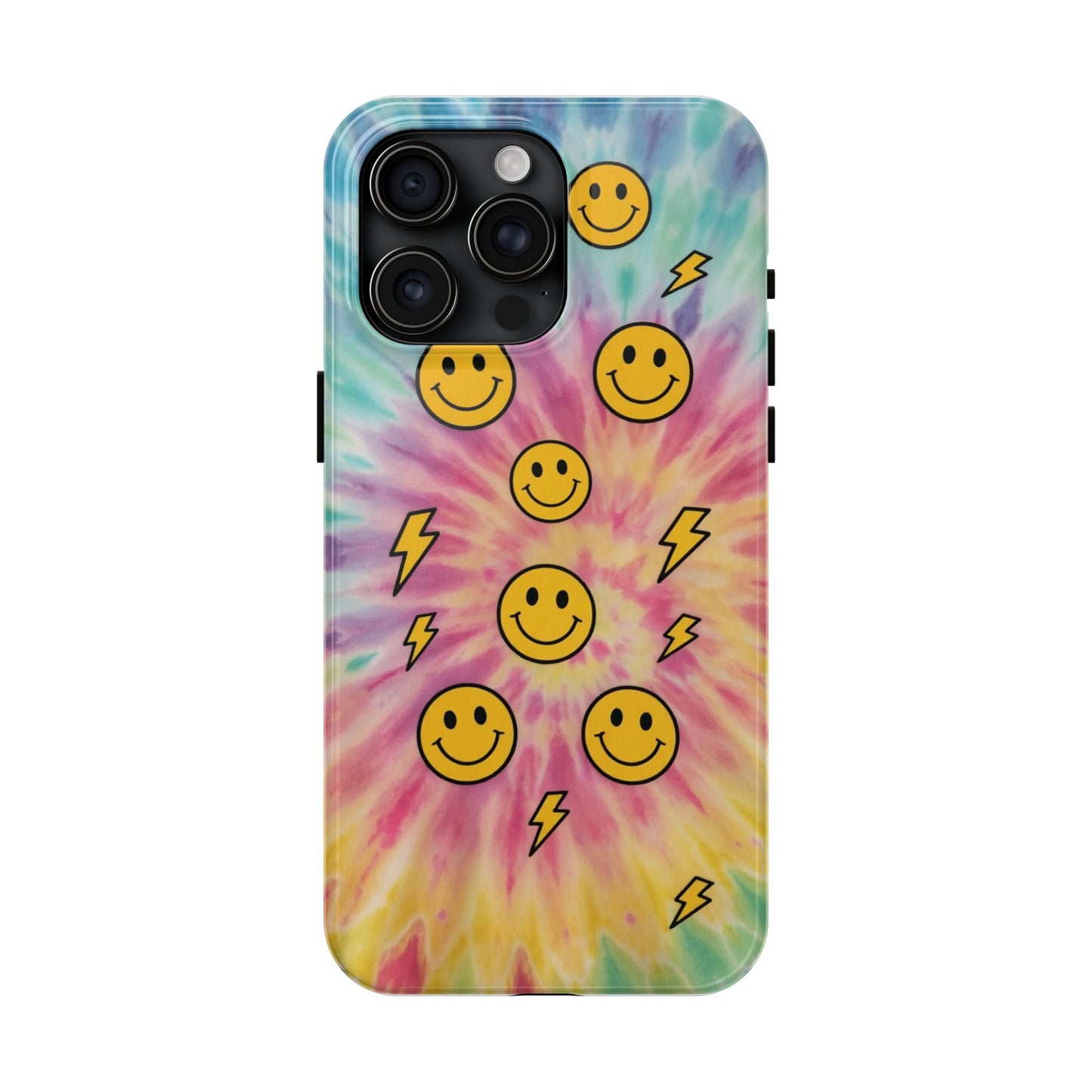 Colorful Smiley Lightning Tough Phone Case - Fun & Durable
