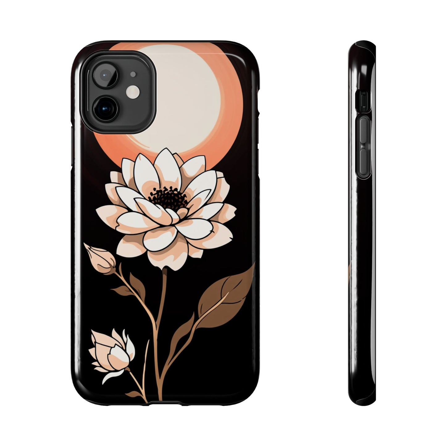 Elegant Contrast Floral Tough Phone Case - Stylish Protection for Your Device - for iPhone