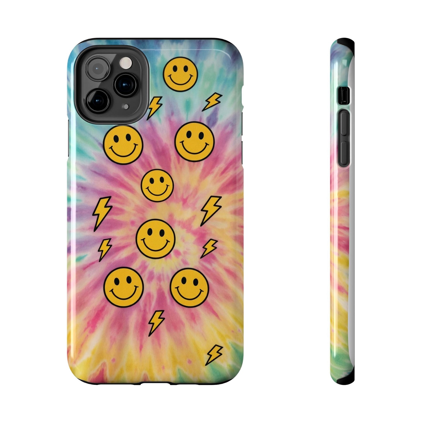 Colorful Smiley Lightning Tough Phone Case - Fun & Durable