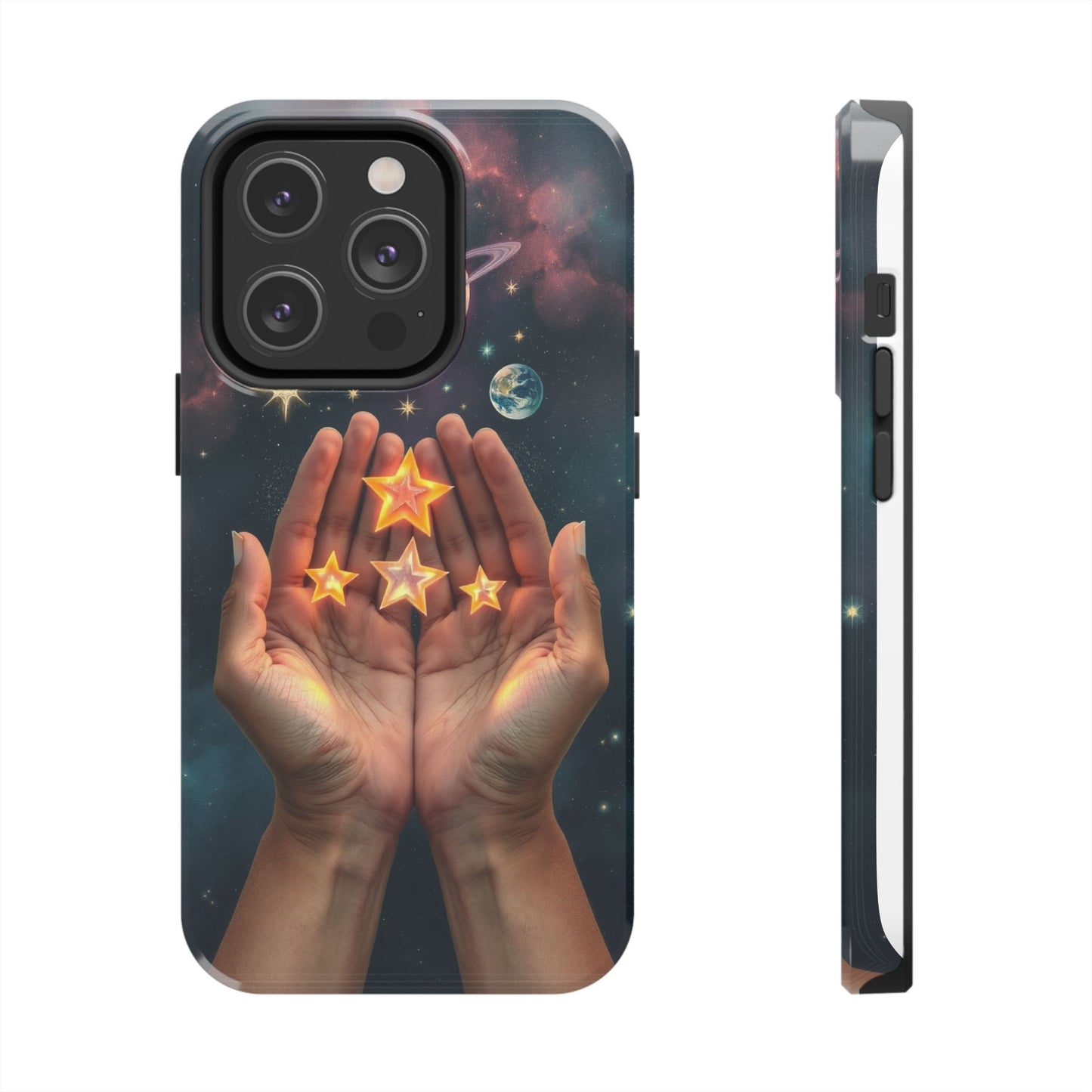 Galaxy Hands Tough Phone Case - Celestial Design for Star Lovers