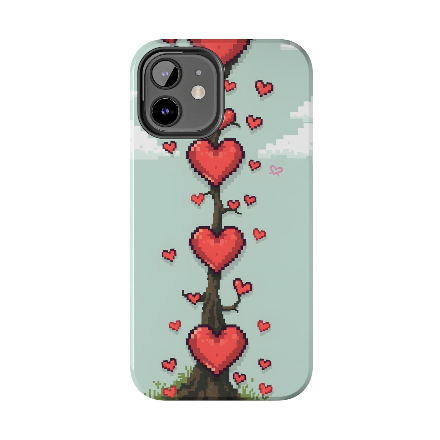Pixelated Love Hearts Tree | Tough Phone Case - Cute Design - for iPhone