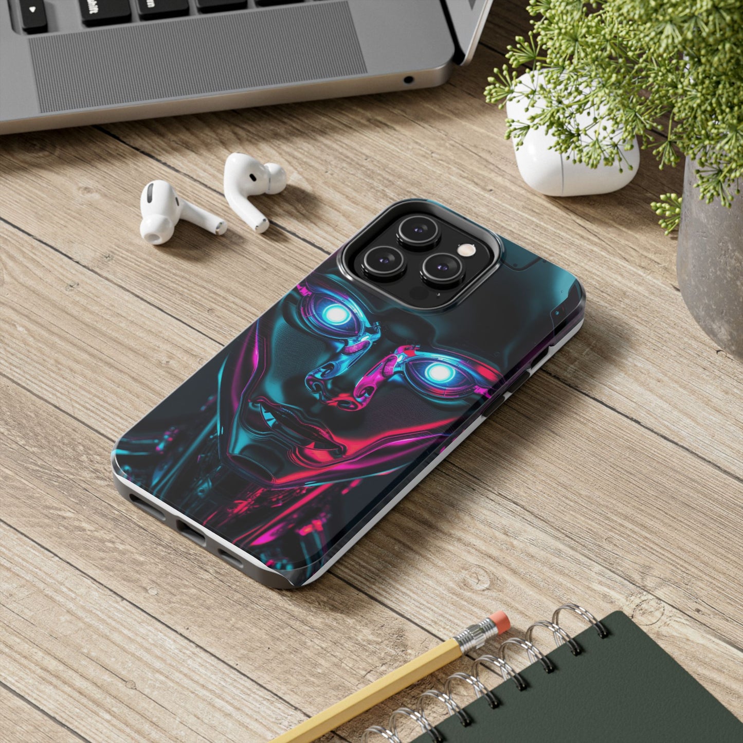Futuristic Phone Case, Tough Phone Cover, Cyberpunk Style, Robot Design, Gift for Tech Lovers, Unique Phone Accessories