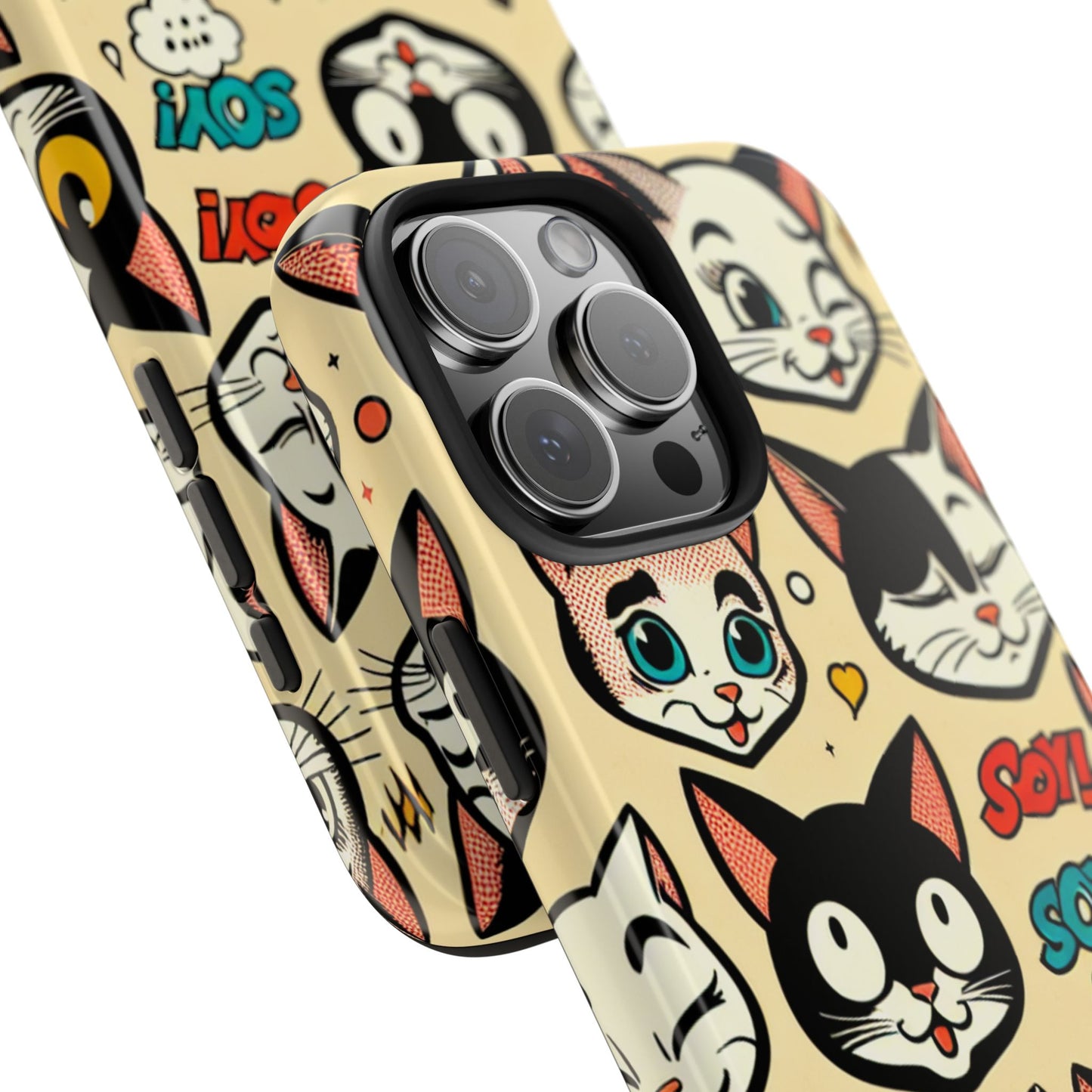 Playful Cat-Themed Tough Phone Case - Pet Pattern - for iPhone