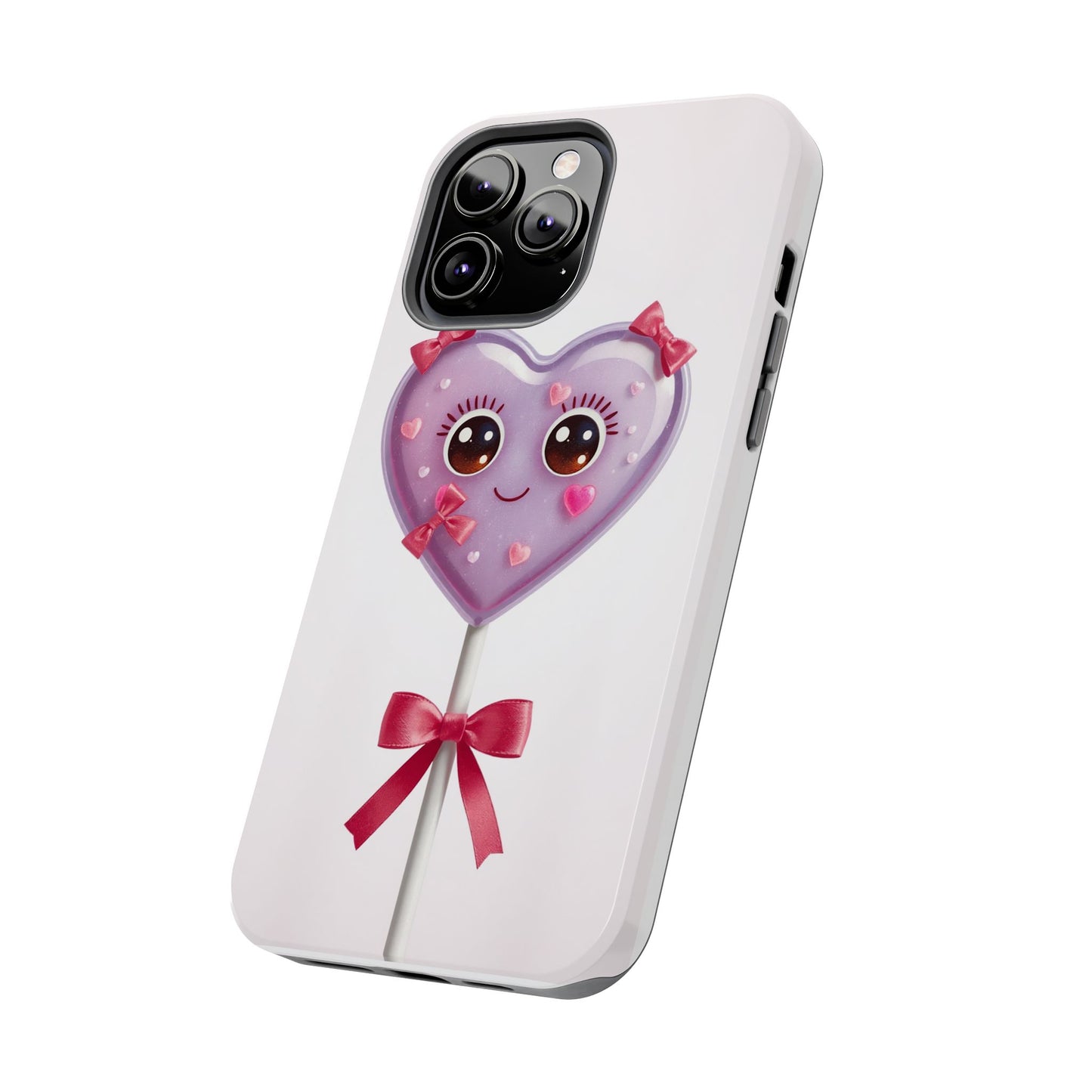 Cute Heart Lollipop Tough Phone Case - Adorable Protection for Candy Lovers