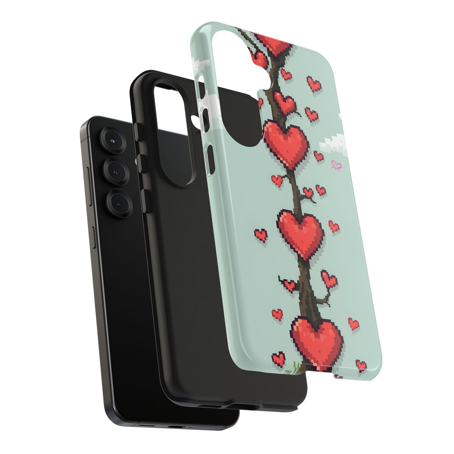 Pixelated Love Hearts Tree | Tough Phone Case - Cute Design - for iPhone