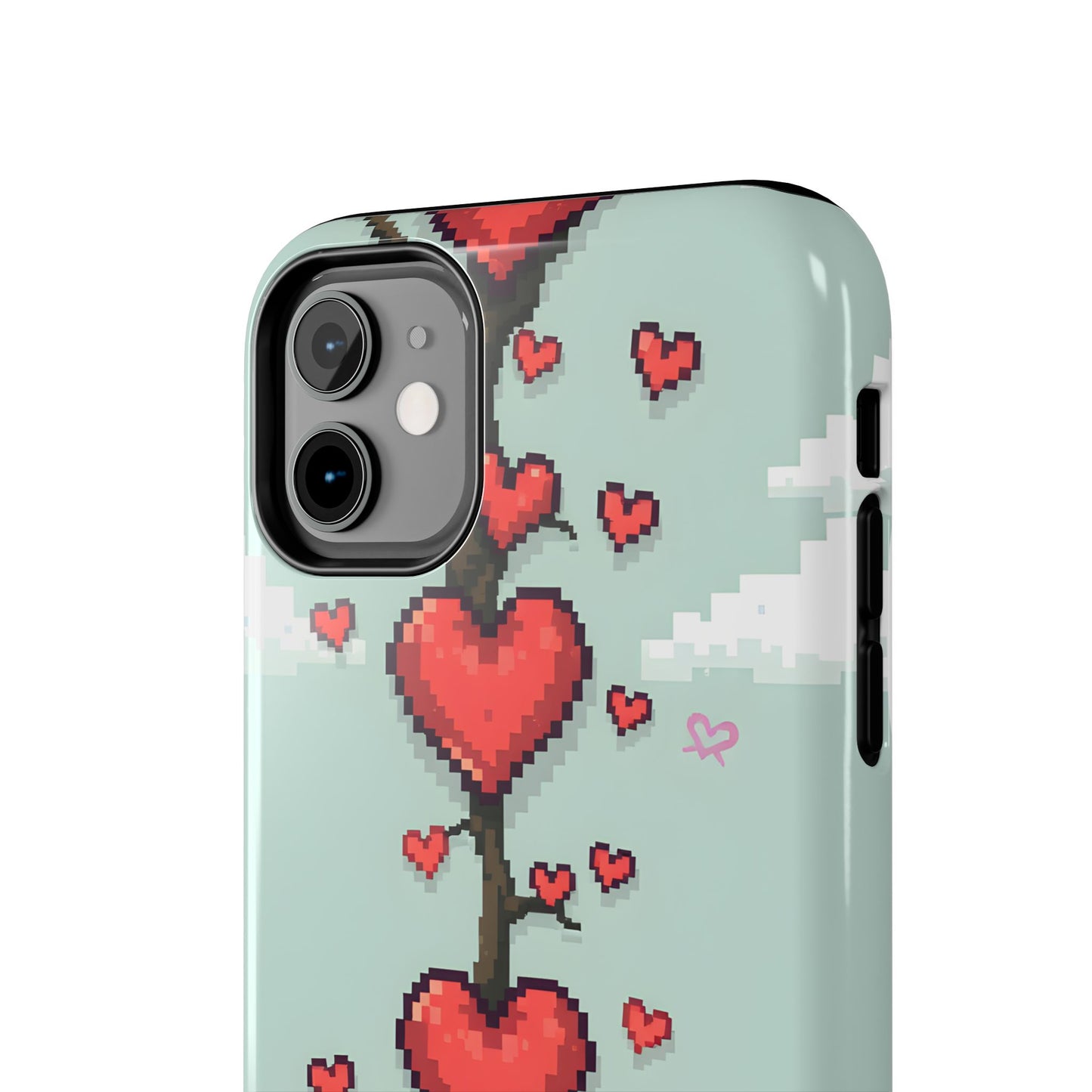 Pixelated Love Hearts Tree | Tough Phone Case - Cute Design - for iPhone