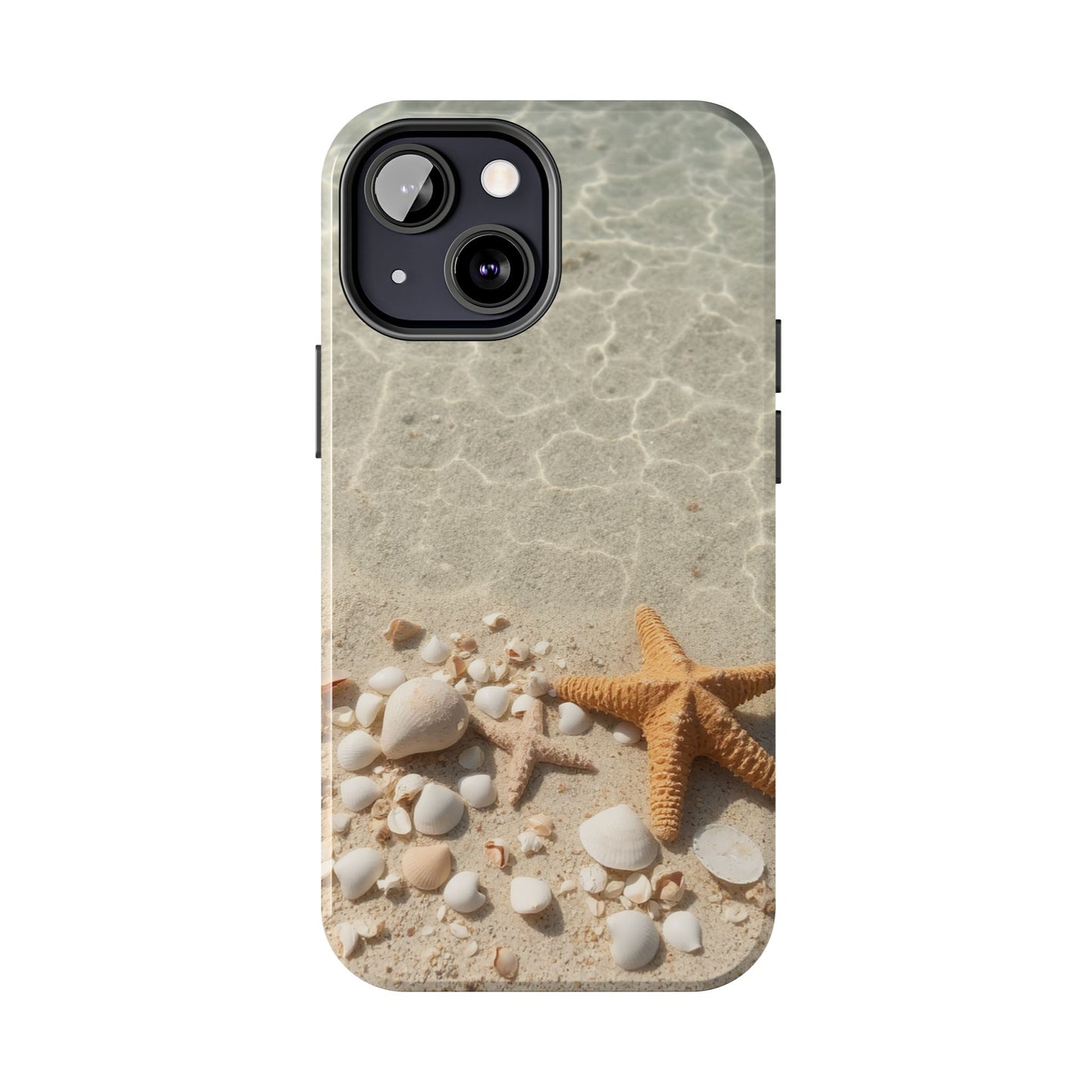 Beach-Inspired Tough Phone Case with Starfish and Seashell Design