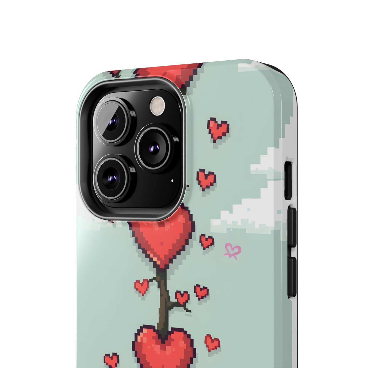 Pixelated Love Hearts Tree | Tough Phone Case - Cute Design - for iPhone