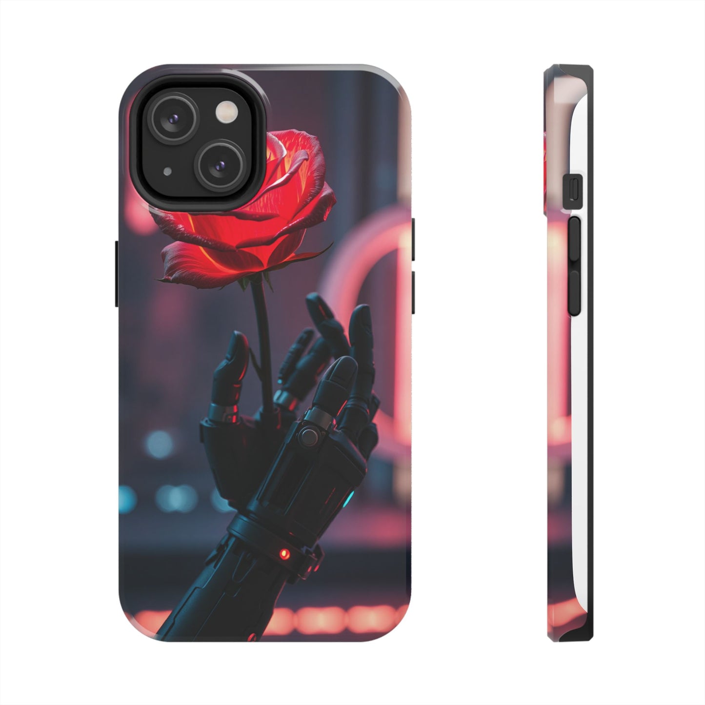 Futuristic Tough Phone Case with Robotic Rose Design | Durable Protection