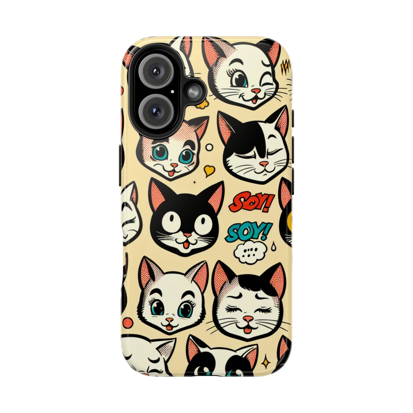 Playful Cat-Themed Tough Phone Case - Pet Pattern - for iPhone