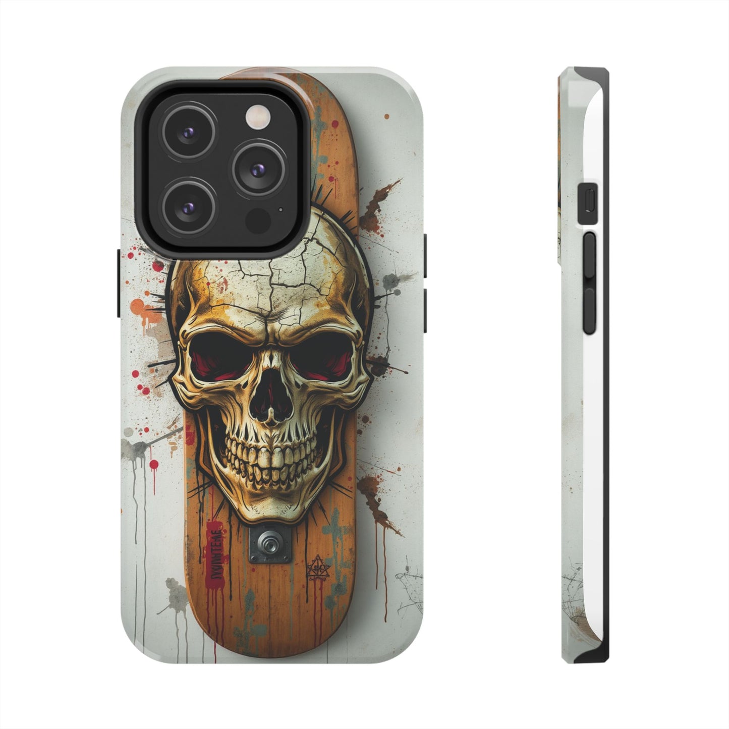 Edgy Skull Tough Phone Case - Durable Protection for Skateboard Enthusiasts