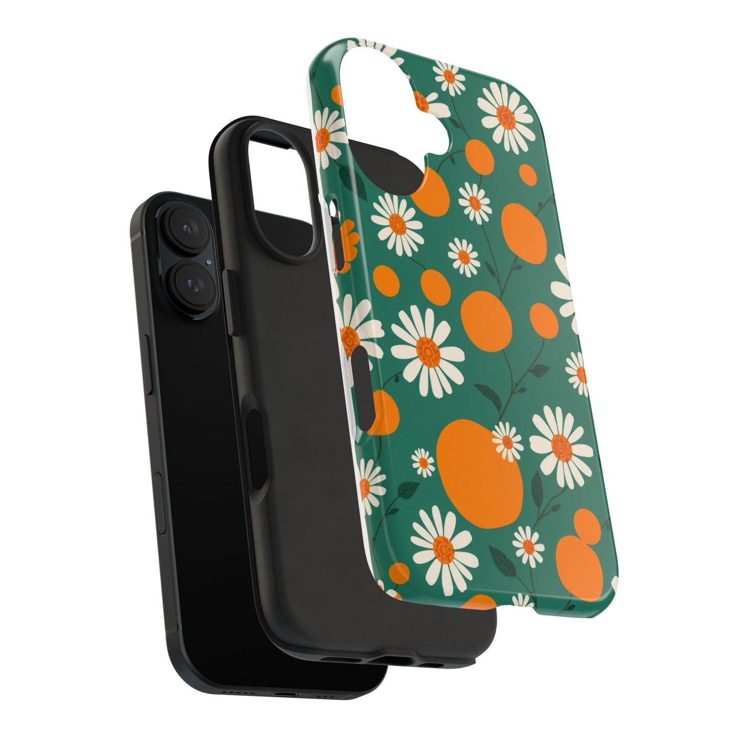 Floral Tough Phone Case - Daisy & Orange Design