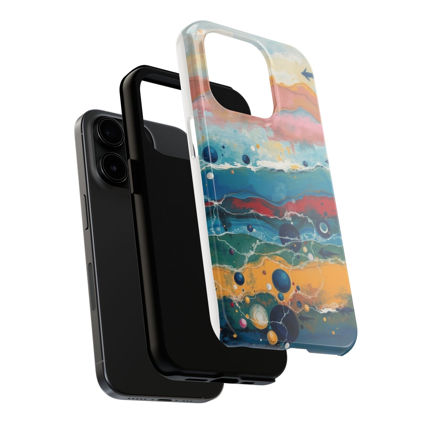 Artistic Tough Phone Case - Vibrant Waves Design for Unique Style