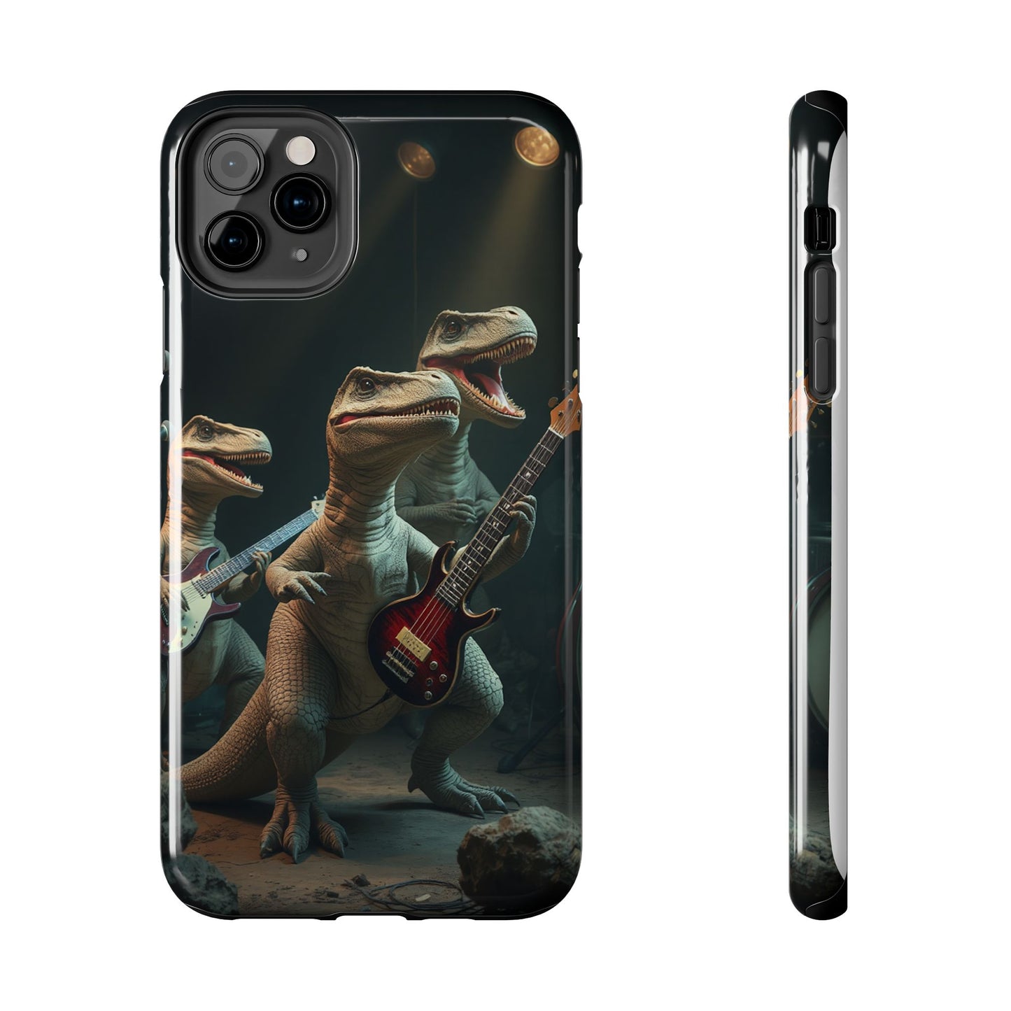 Rockin' Dinosaur Tough Phone Cases - Perfect for Music Lovers and Kids!