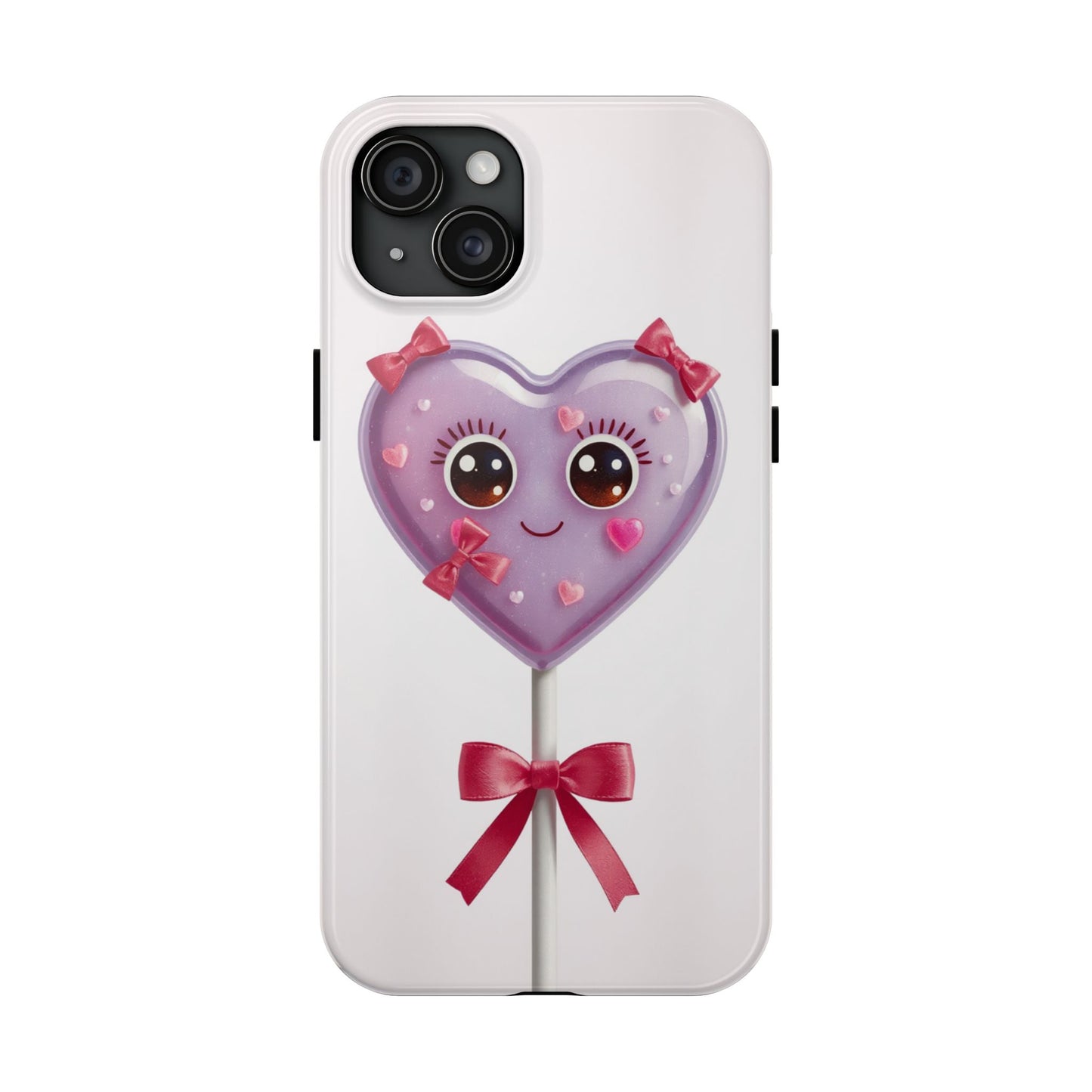 Cute Heart Lollipop Tough Phone Case - Adorable Protection for Candy Lovers