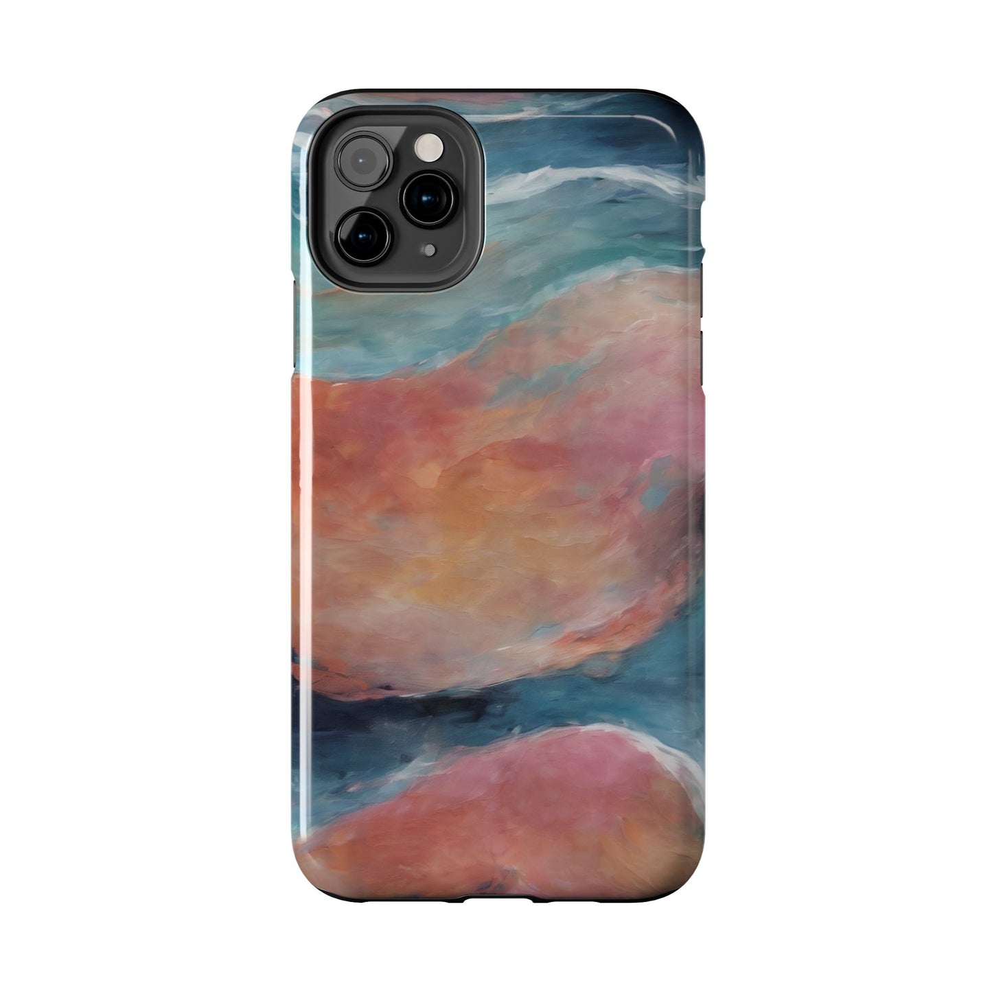 Artistic Painted Sea Tough Phone Case - Abstract Waves Design - for iPhone