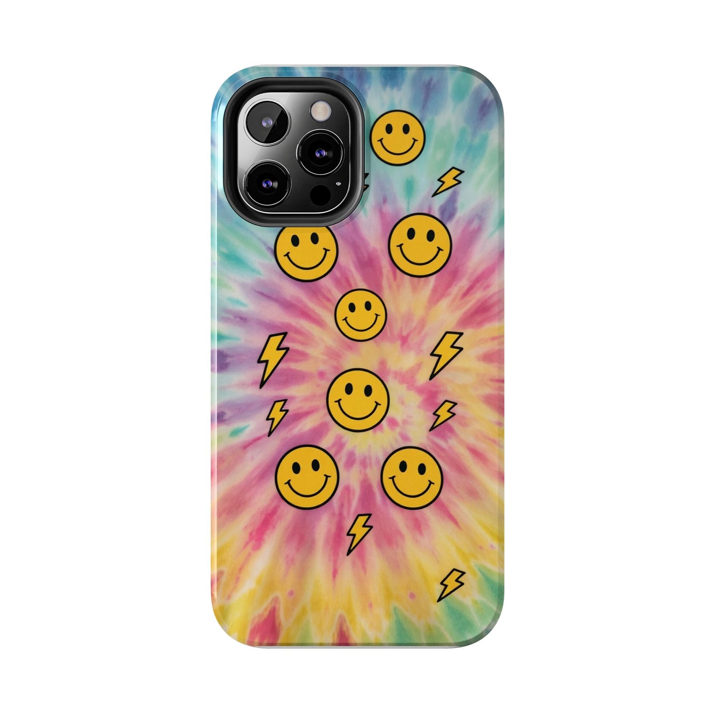 Colorful Smiley Lightning Tough Phone Case - Fun & Durable