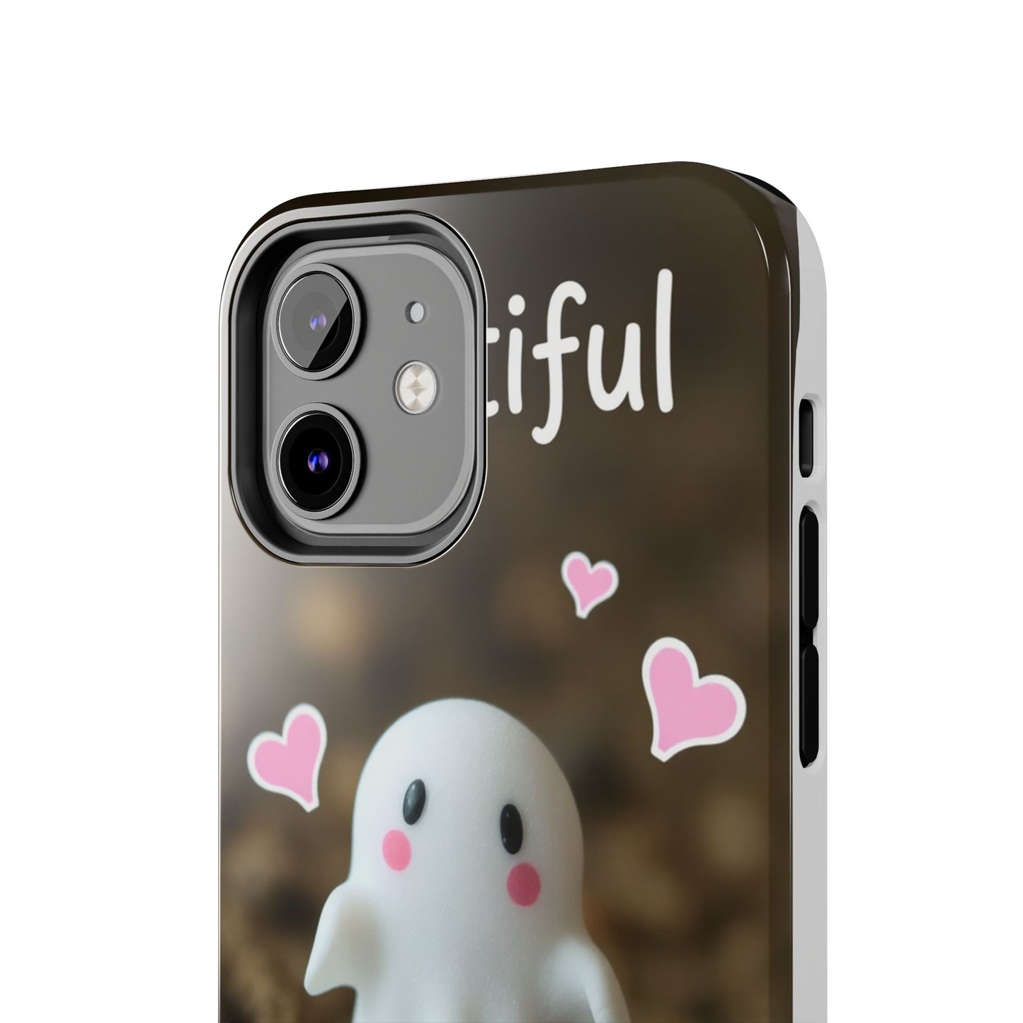 Cute Ghost Tough Phone Case - Beautiful Design with Heart Accents