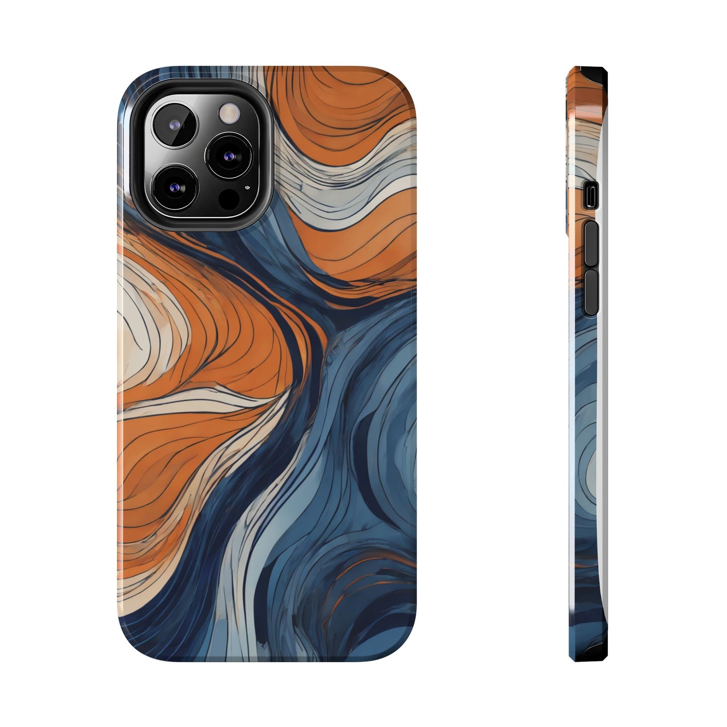 Artistic Tough Phone Case - Vibrant Abstract Waves Design - for iPhone