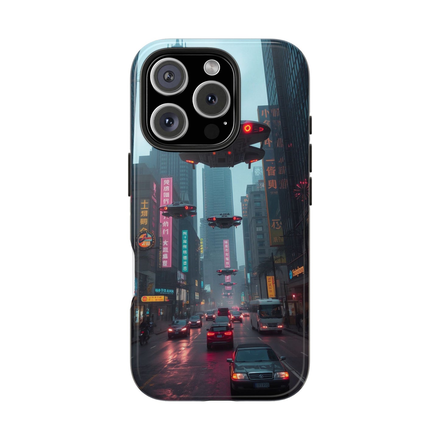 Futuristic City Tough Phone Case - Sci-Fi Design for Urban Explorers