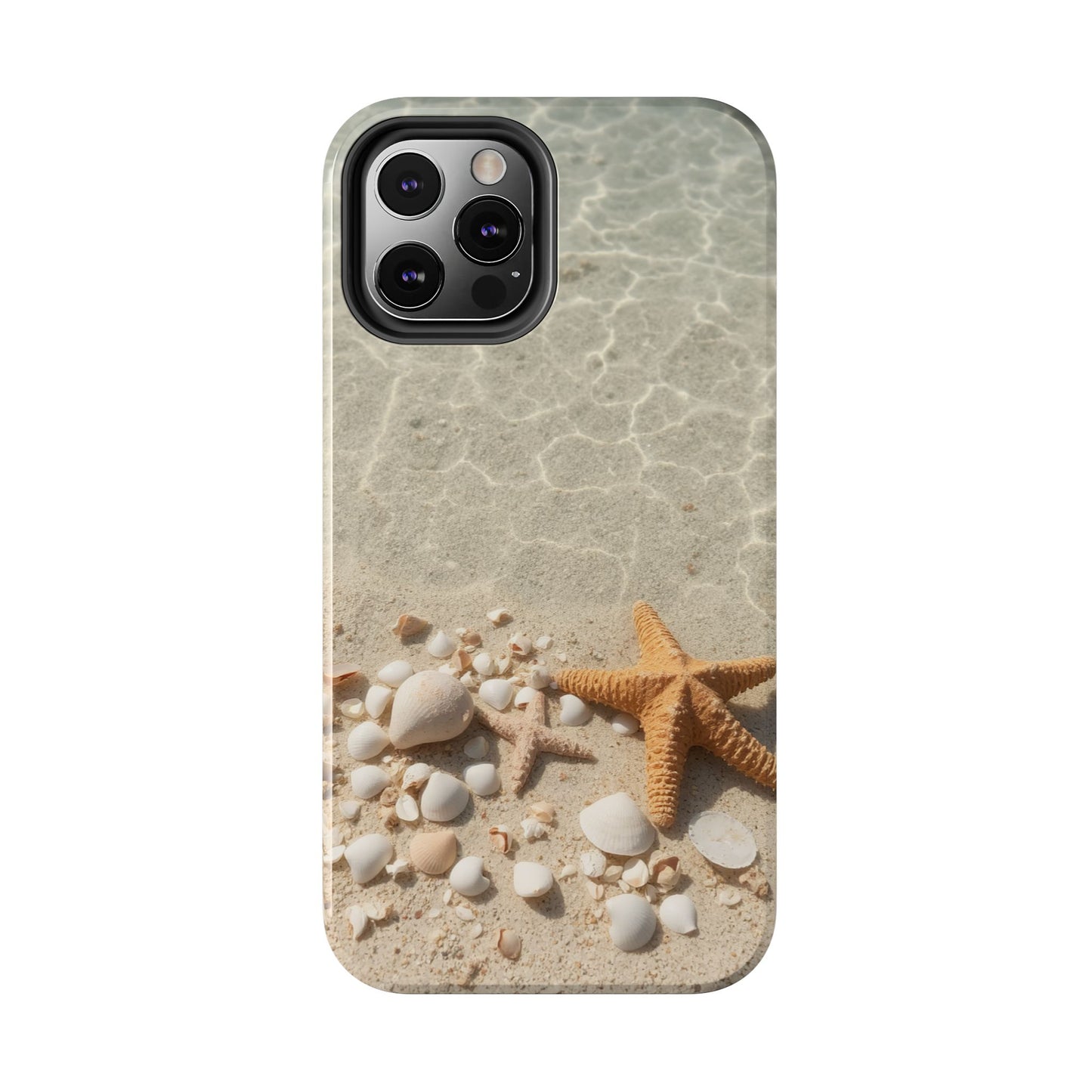 Beach-Inspired Tough Phone Case with Starfish and Seashell Design